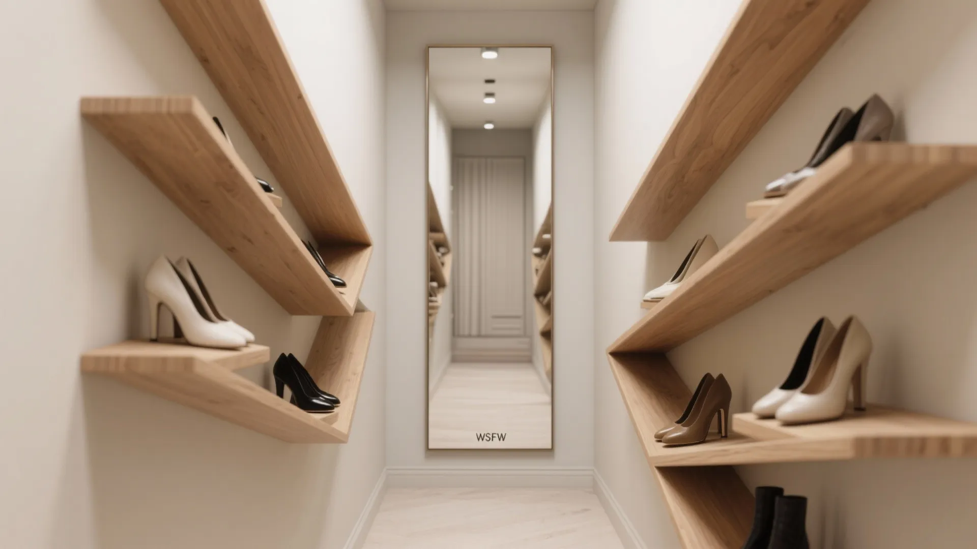 5. Shallow angled shelves and custom nooks