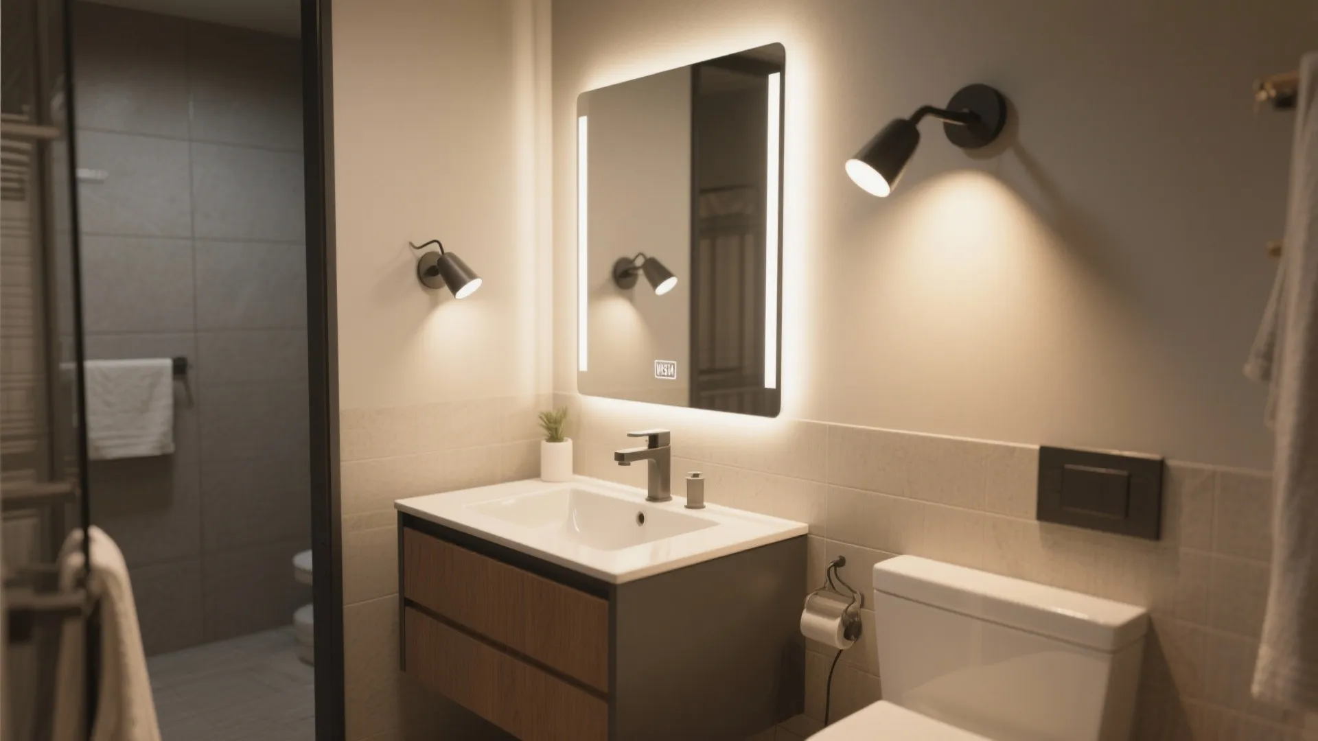 9. Angled Side Mirrors with Adjustable Lights