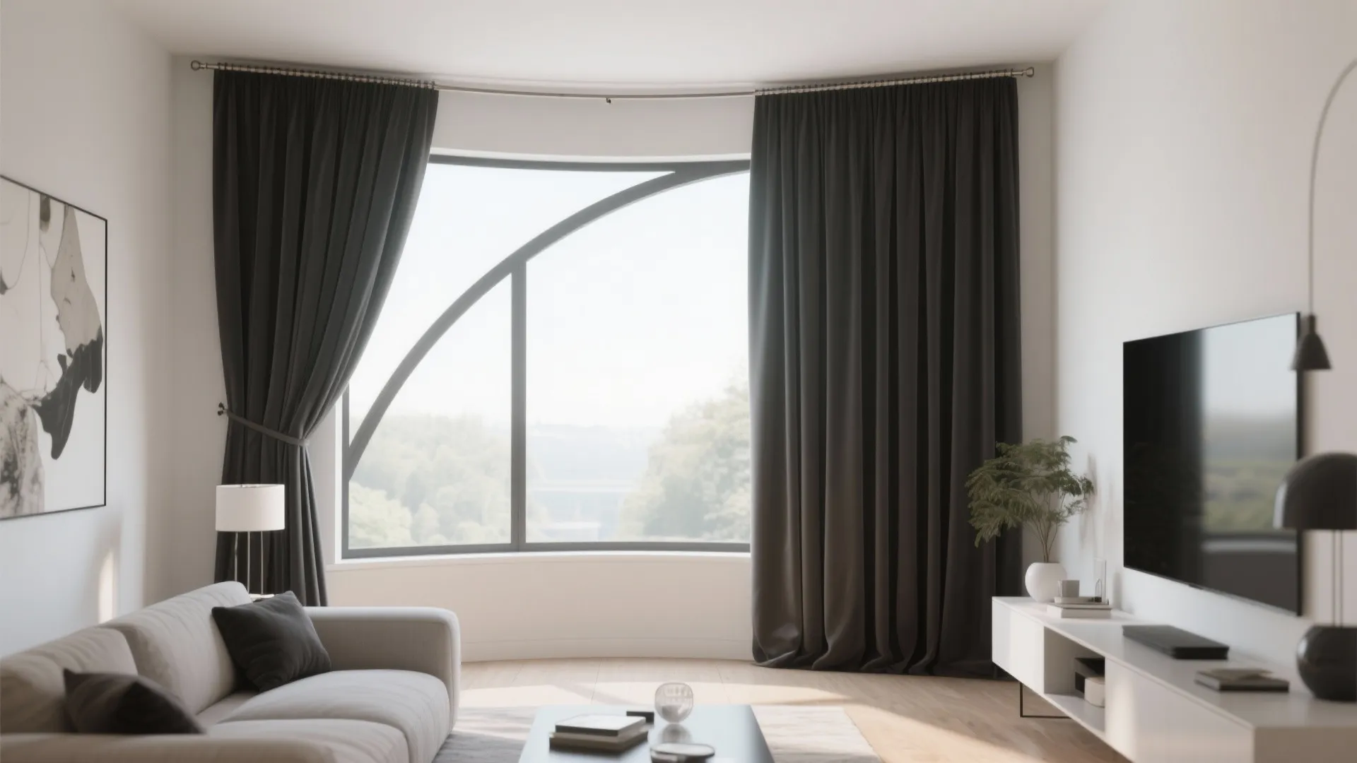 10. Angled Curtain Track for Full Coverage