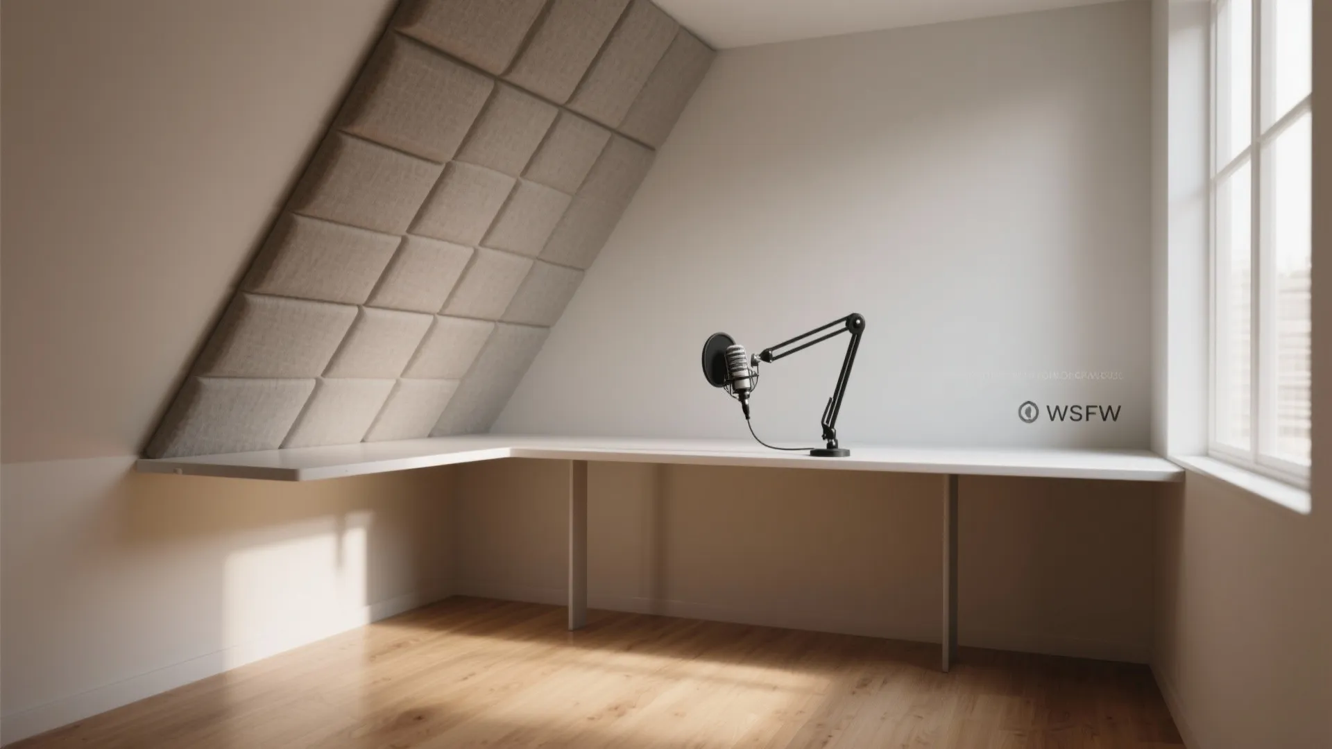 2. Angled Walls & Floating Desk