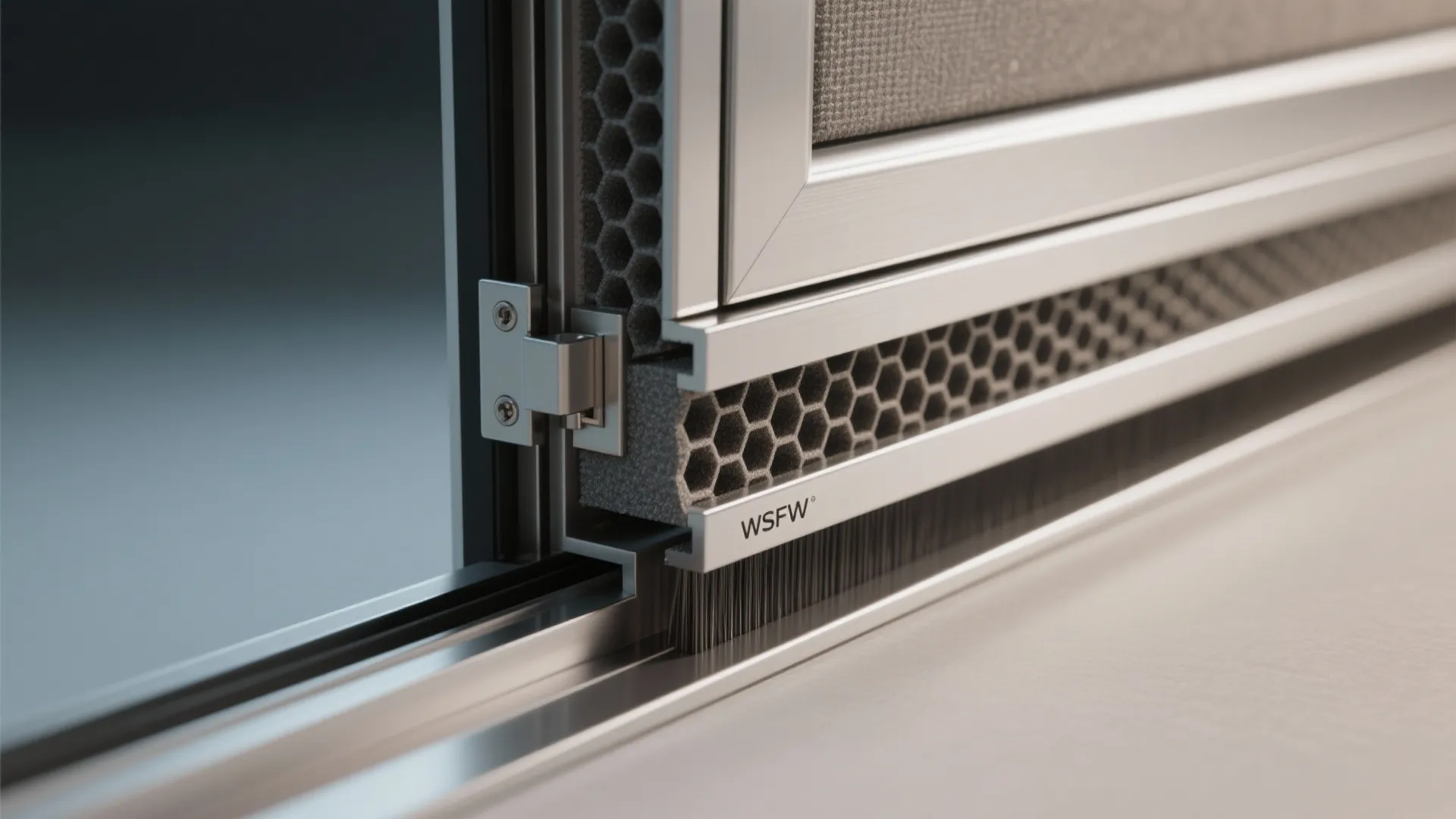 Full-height anodized aluminium gate with acoustic core