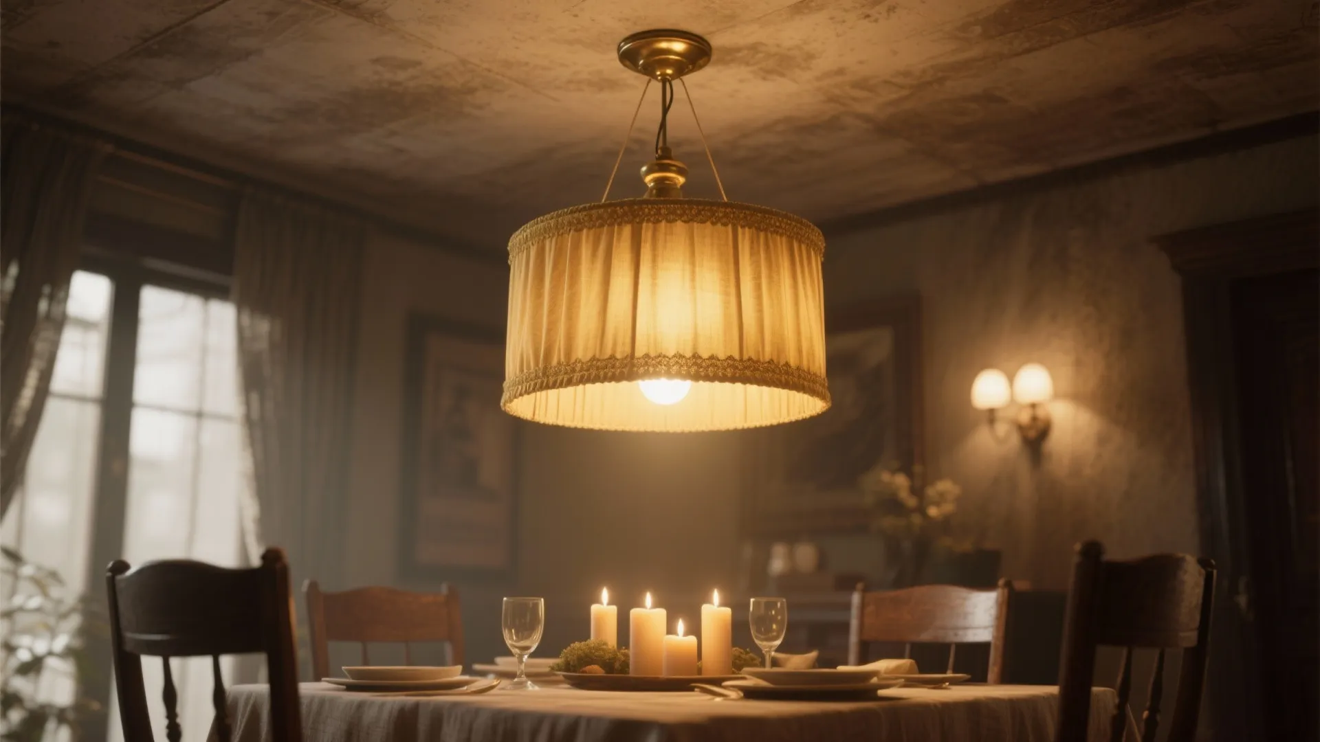 3. Antique Gold Drum Shade for Soft Ambient Light