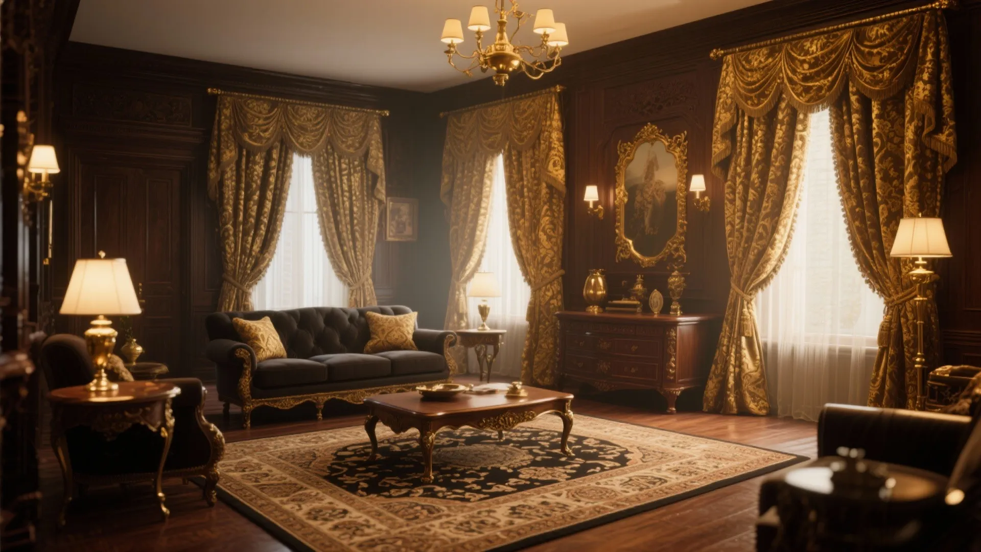 Heavy Brocade in Antique Gold