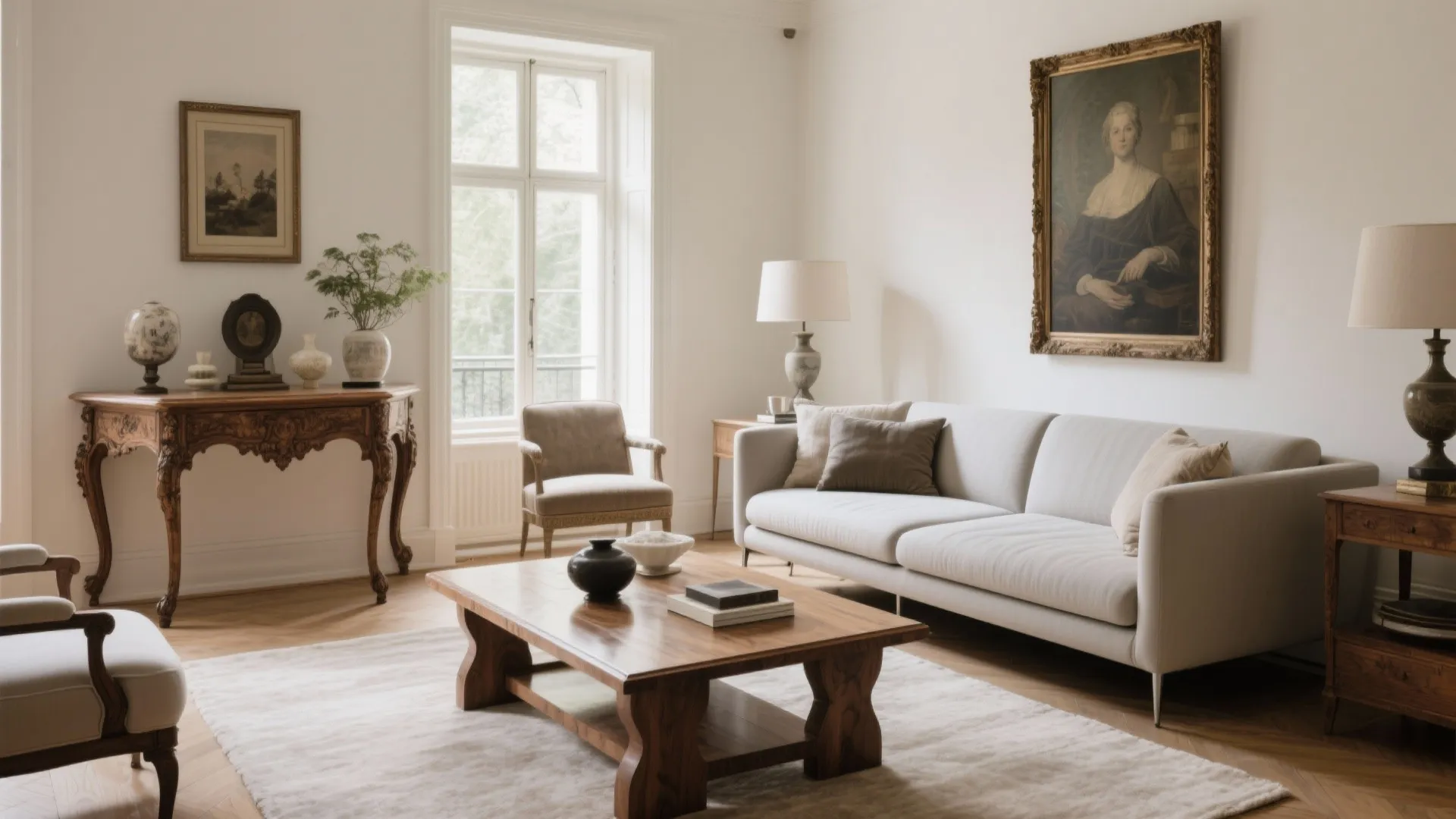 8. Mix of Antique and Modern Pieces