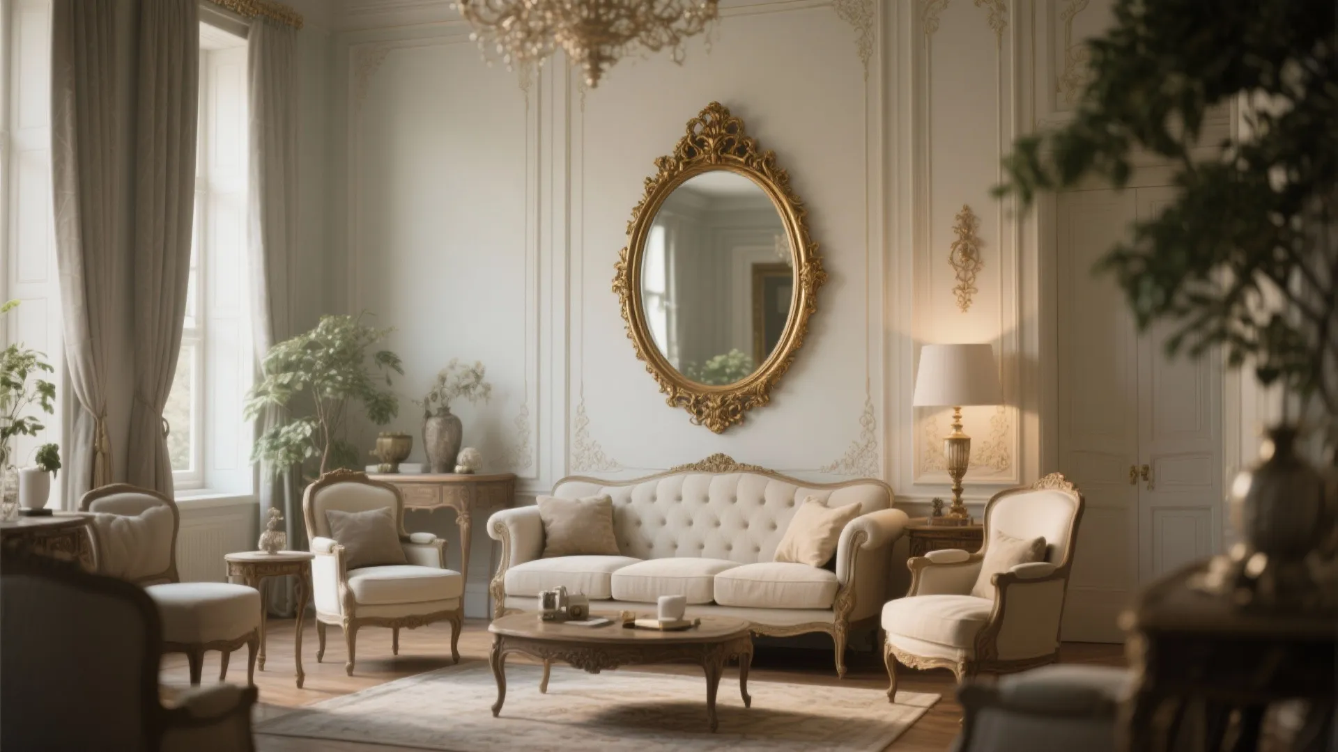 Antique Frame Oval Mirror as Conversation Starter