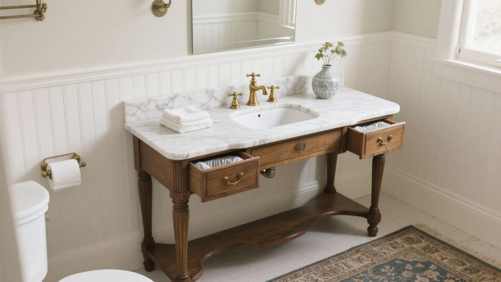 Antique Vanity + Marble Top