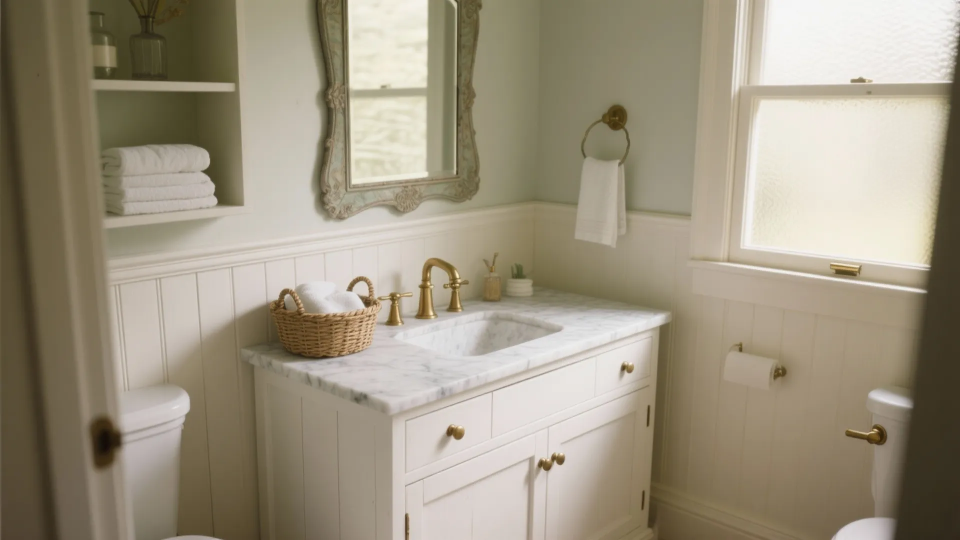 5 Antique White Bathroom Vanity Ideas: Creative small-space bathroom vanity inspirations from a senior interior designer