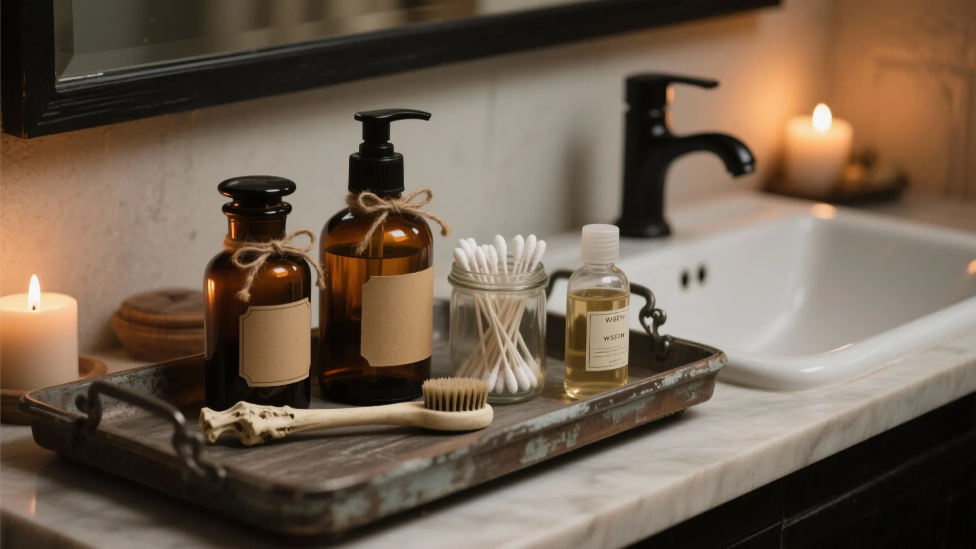 3. Apothecary vibes on the vanity