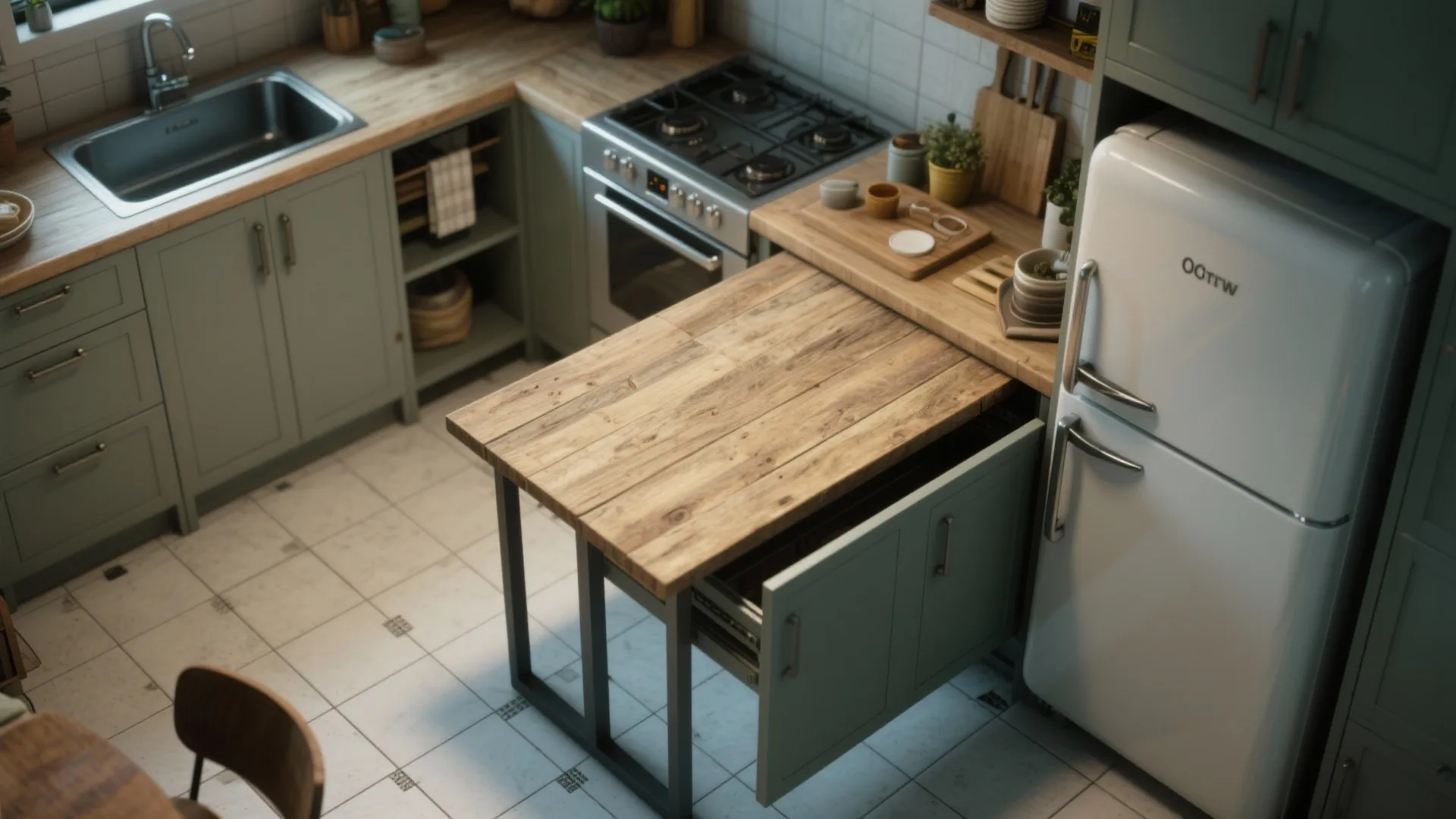 3. Appliance-adjacent sliding table