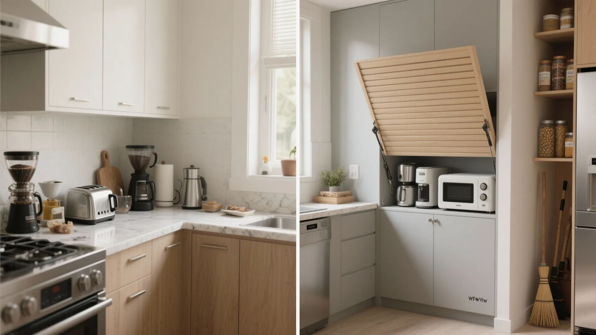 Idea 5: Turn dead corners into an appliance garage or tall pantry