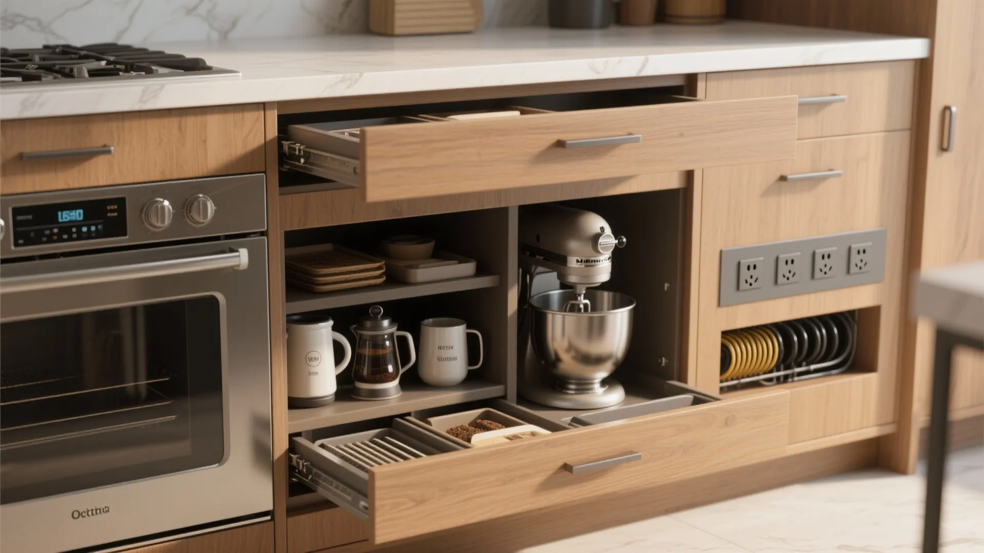 2. Appliance garage and dedicated zones