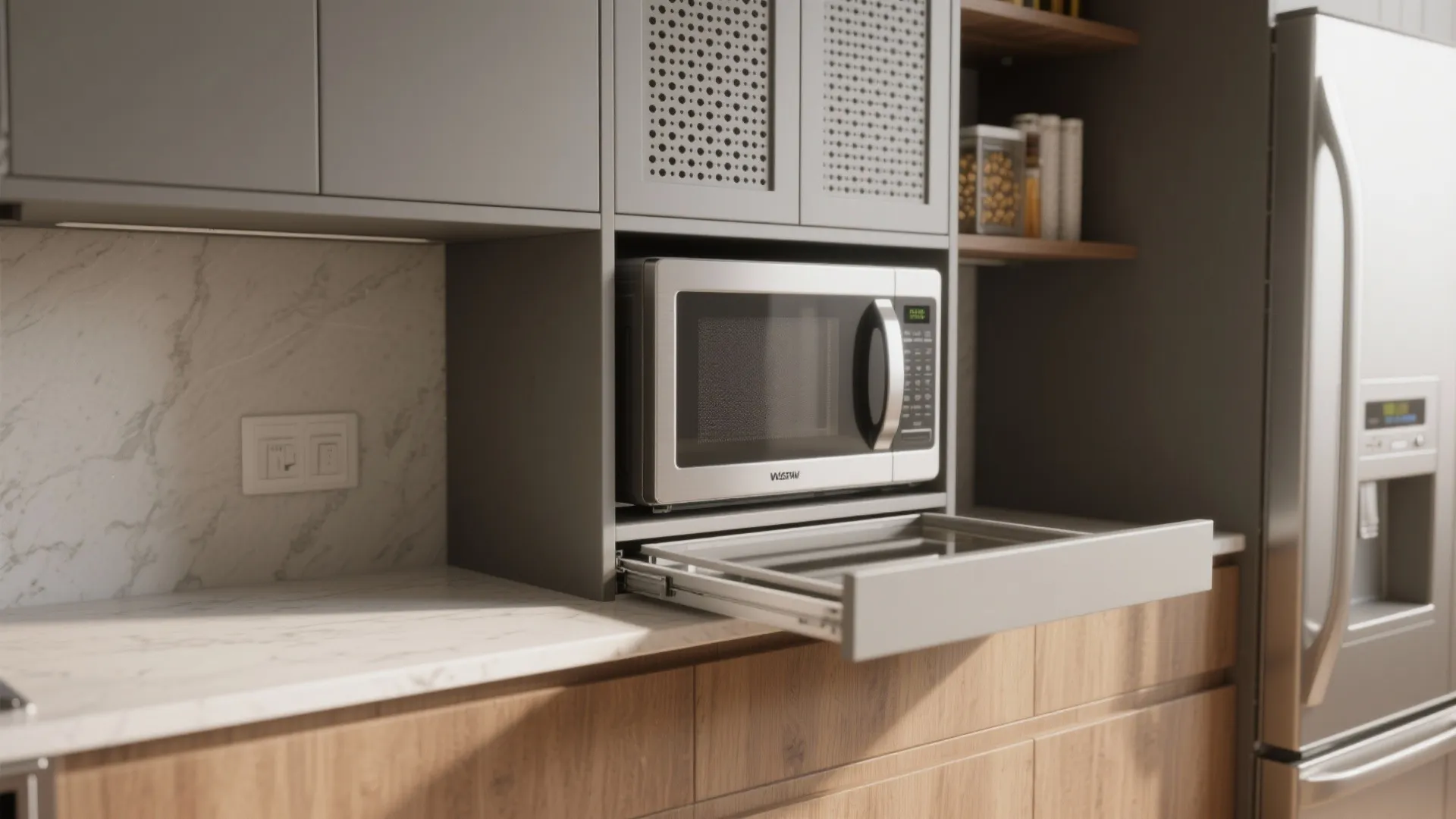 4. Built-in microwave and appliance garage