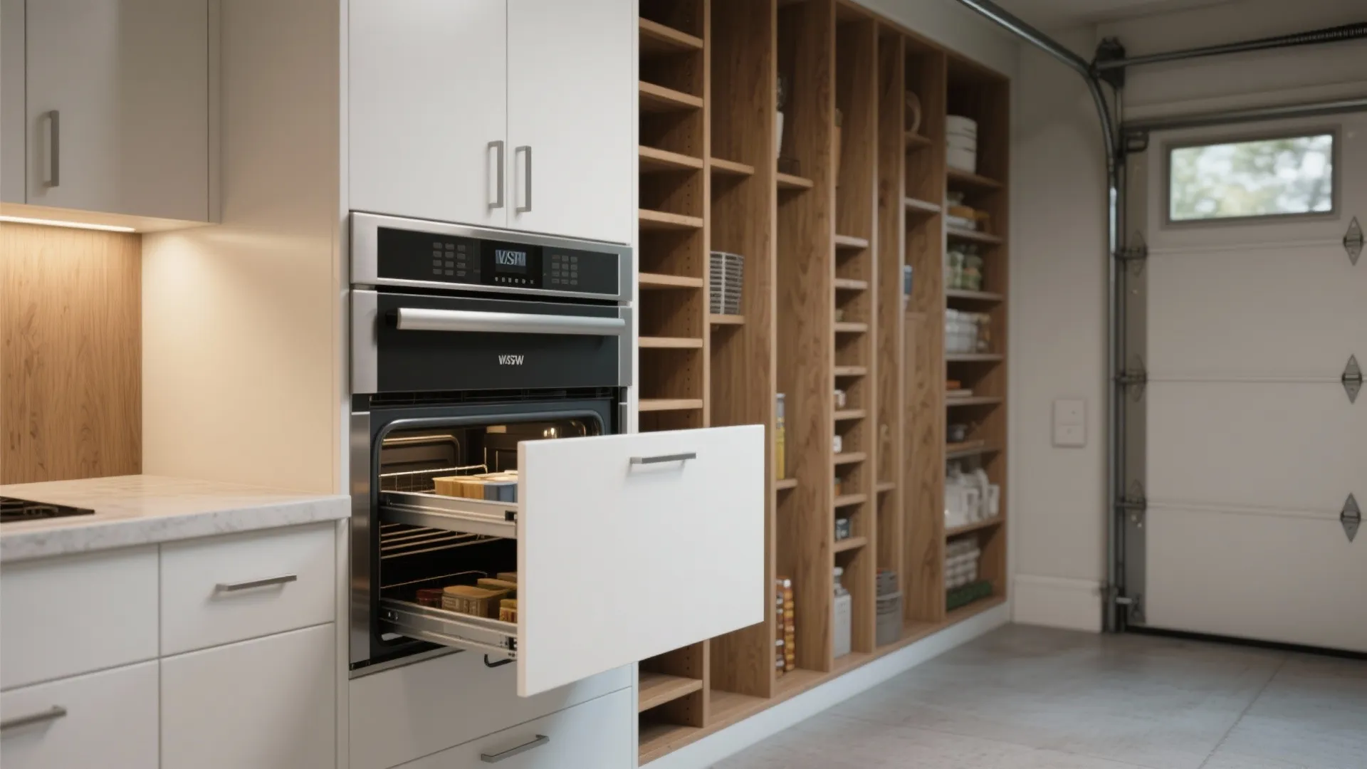 3. Appliance garage and vertical storage wall