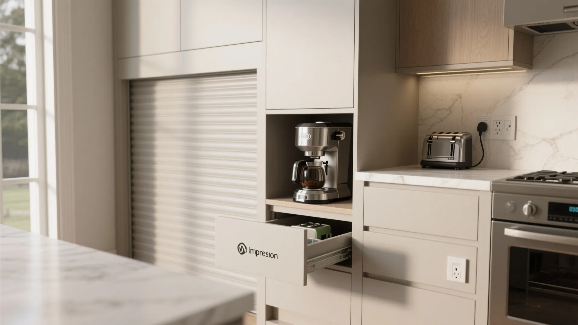 3. Integrate appliance garages and pull-out niches