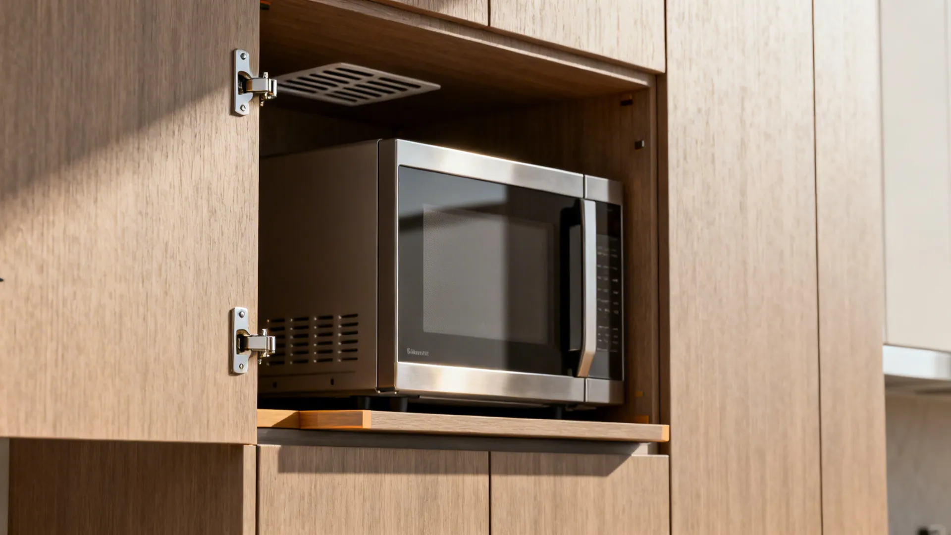 5) Tall Storage Walls with Hidden Appliance Niche