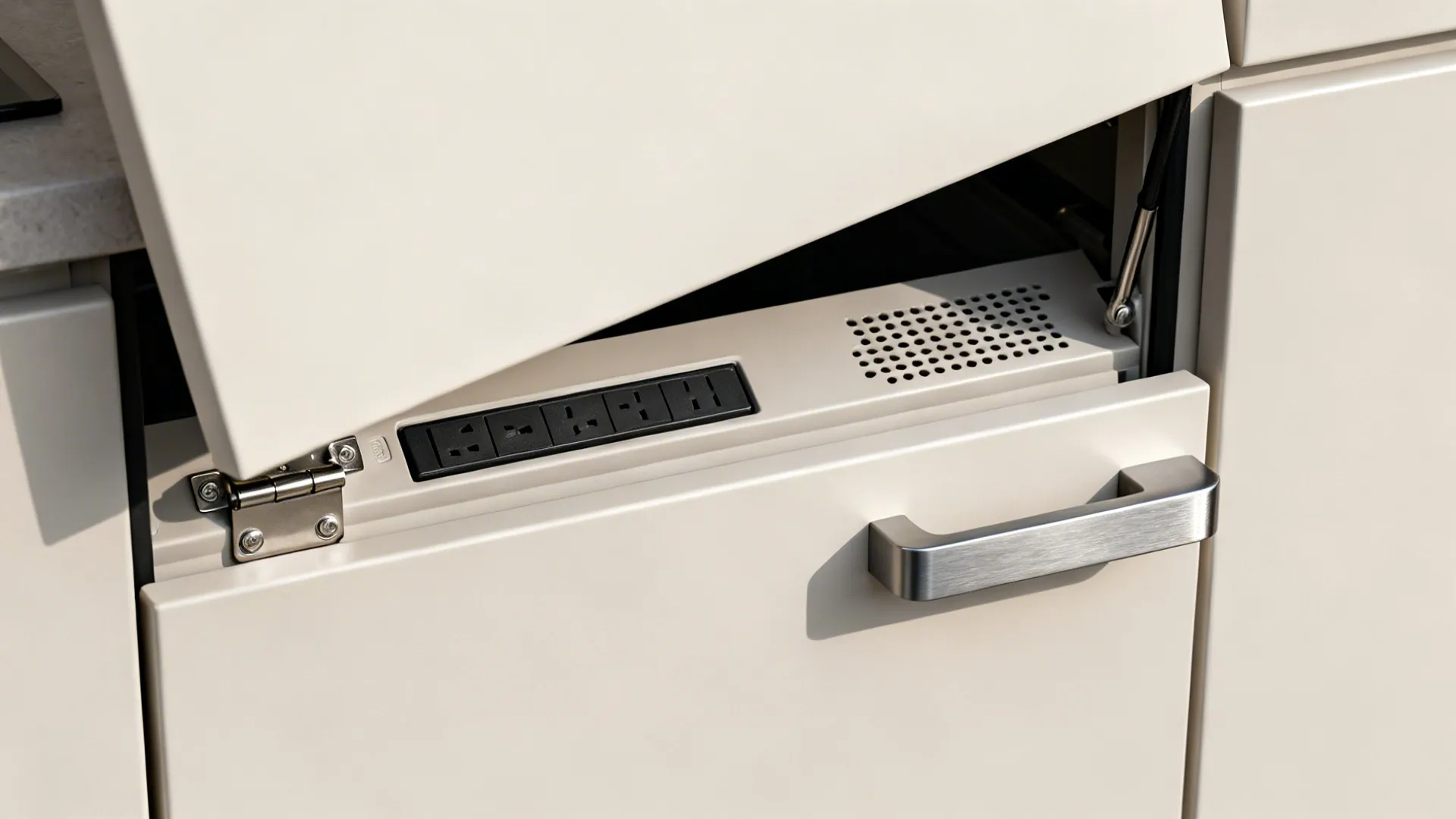 Ceiling-height pantry walls with appliance garages