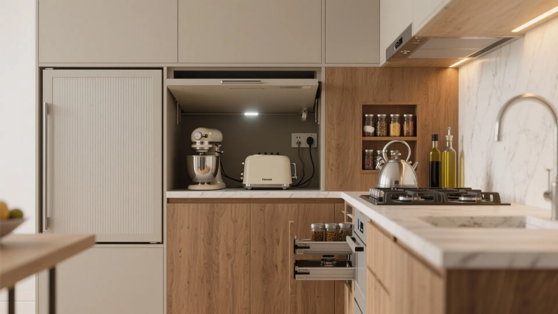 Appliance Garage and Vertical Slide-Outs