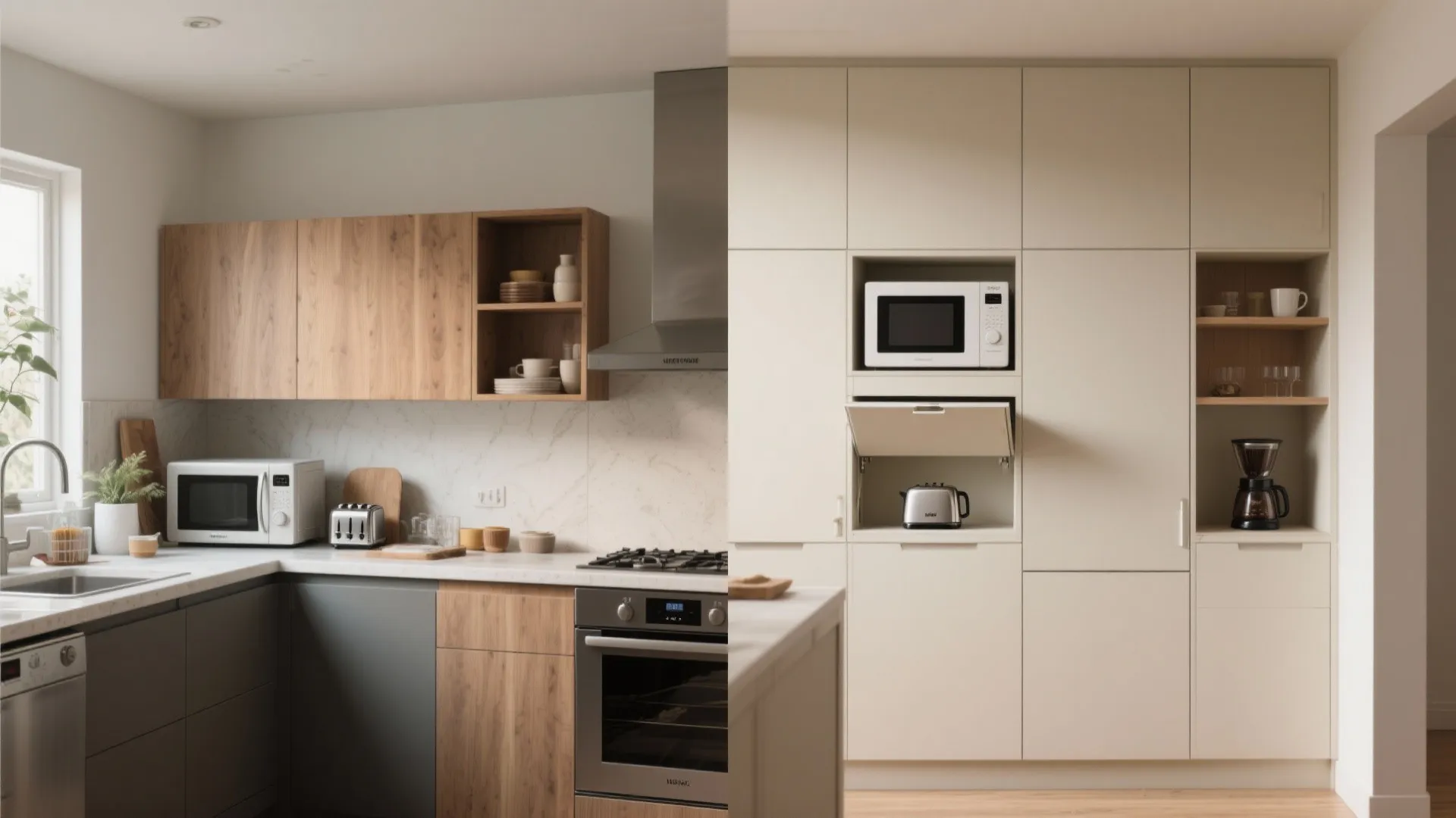 Integrated appliance wall with smart niches