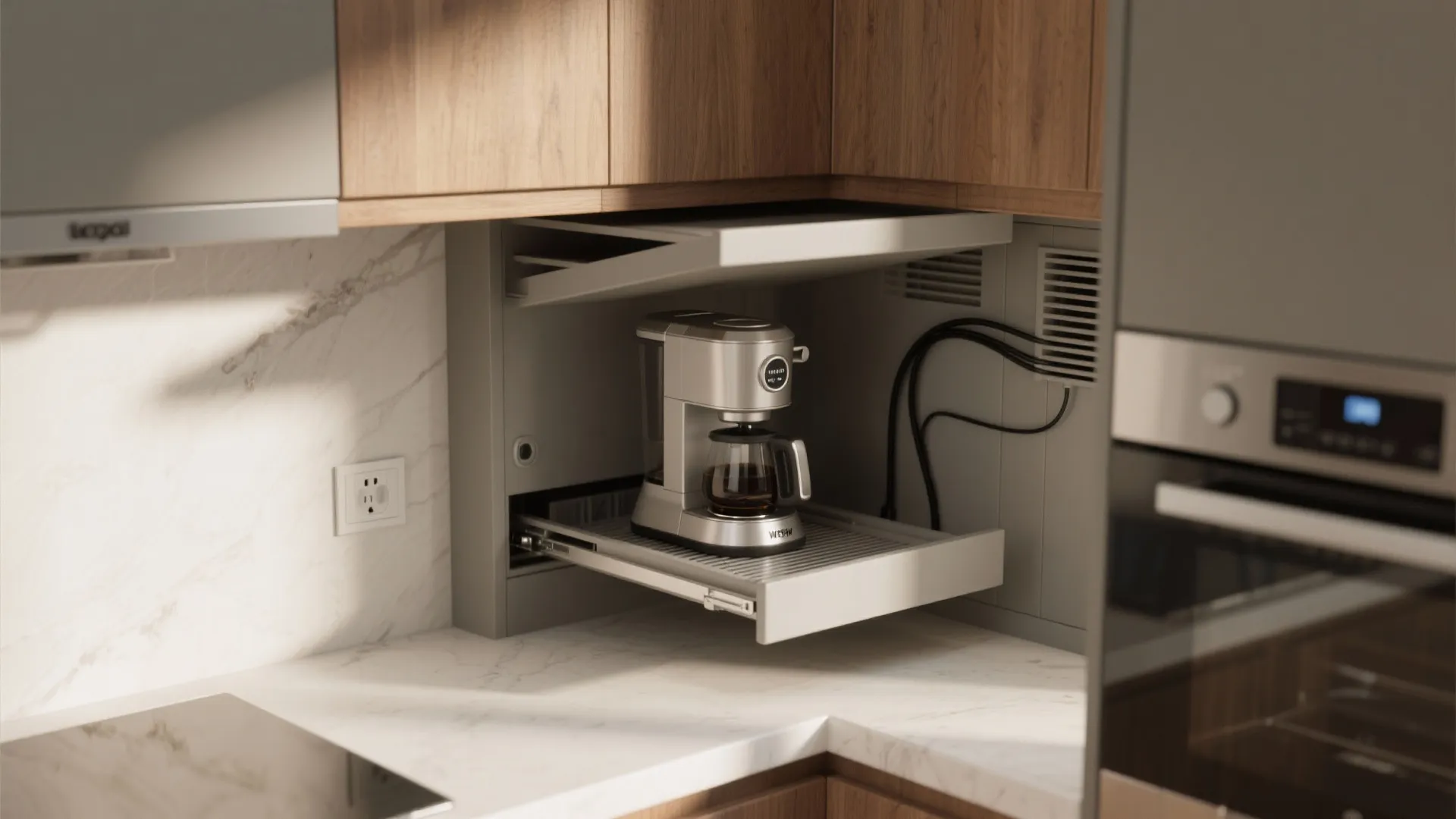 5. Integrated corner appliance nook