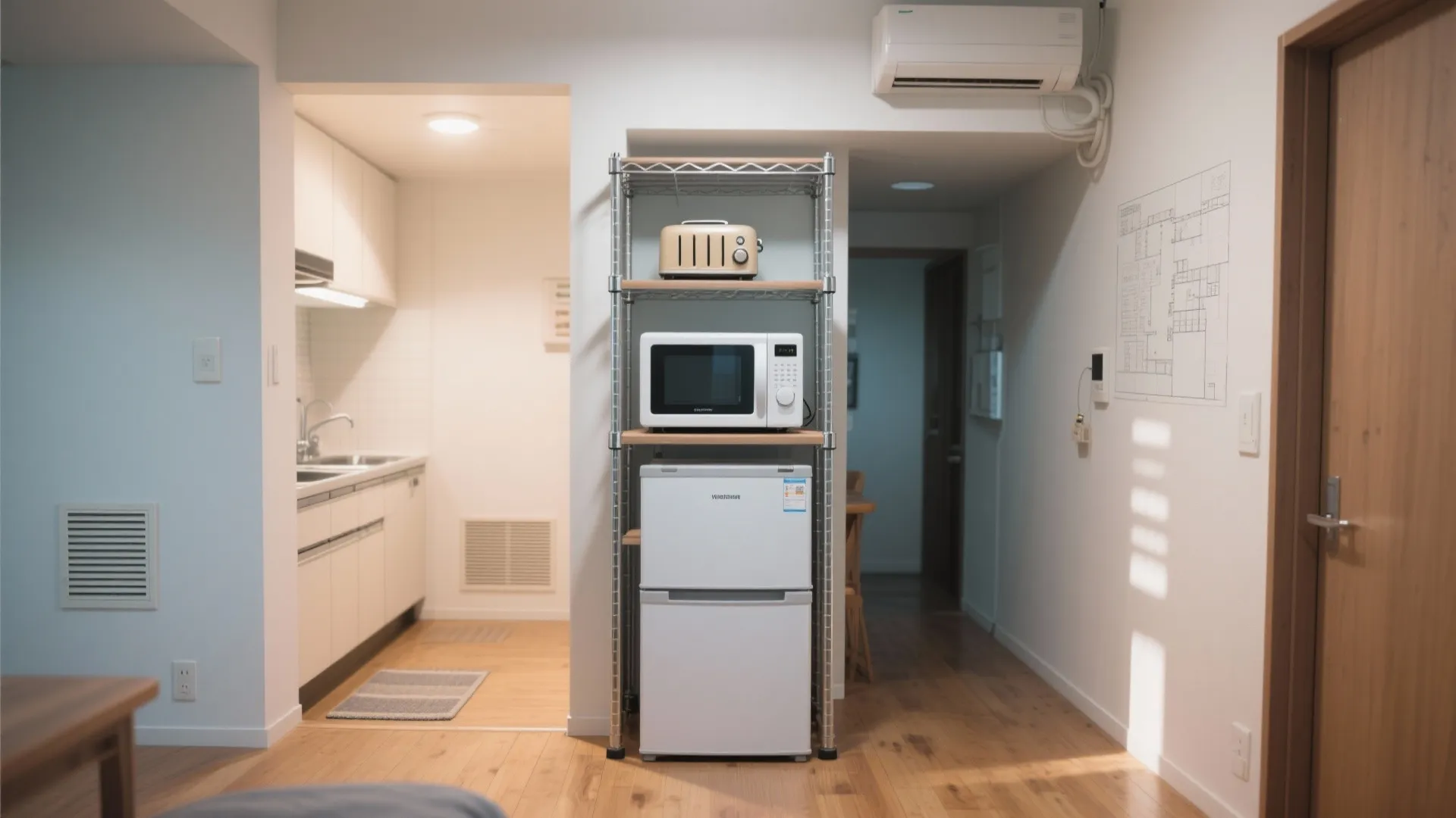 冷蔵庫と電子レンジは“縦に重ねる”：東京小户型に効く省スペ配置