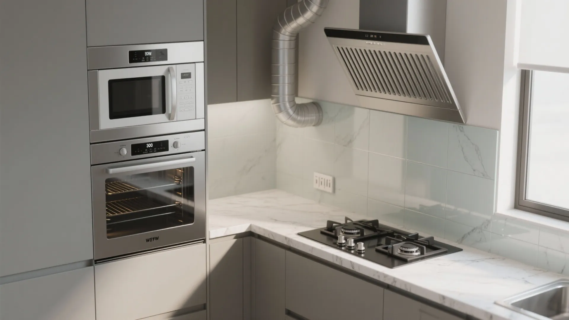 Appliance stacking and ventilation that respects real cooking