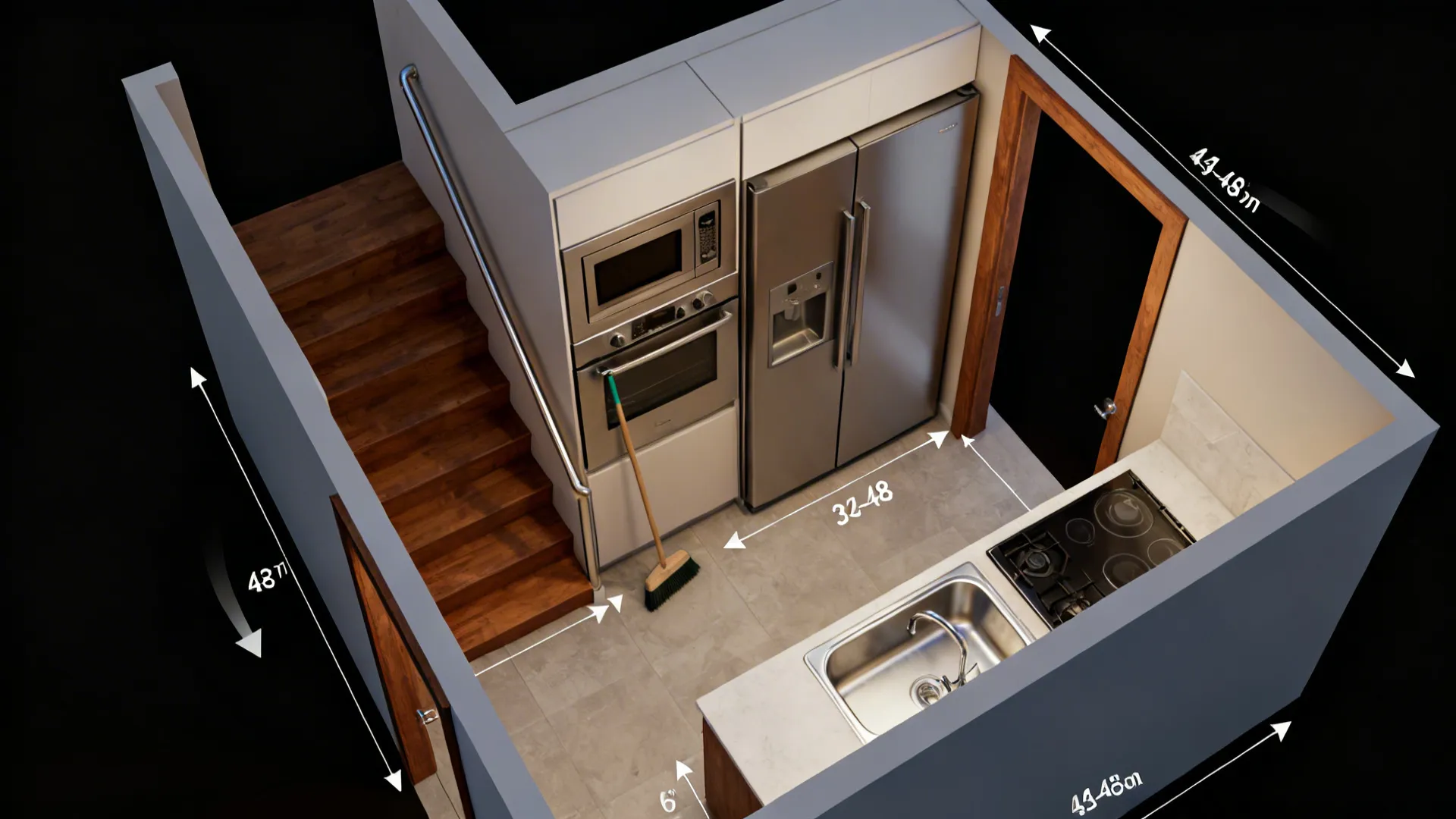 Stair-Integrated Appliance Wall