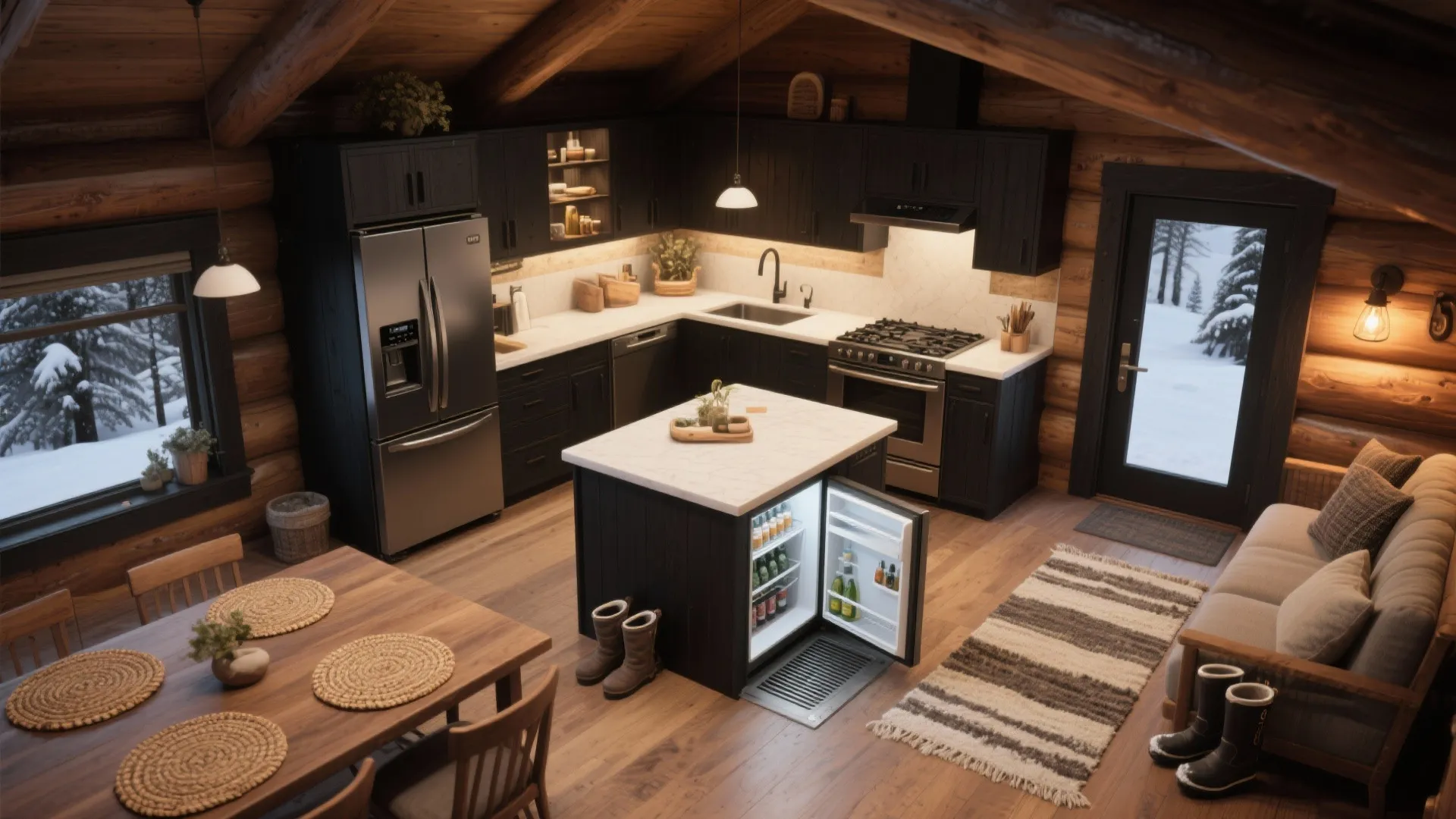 5. Efficient Appliance Zoning with Cozy Details