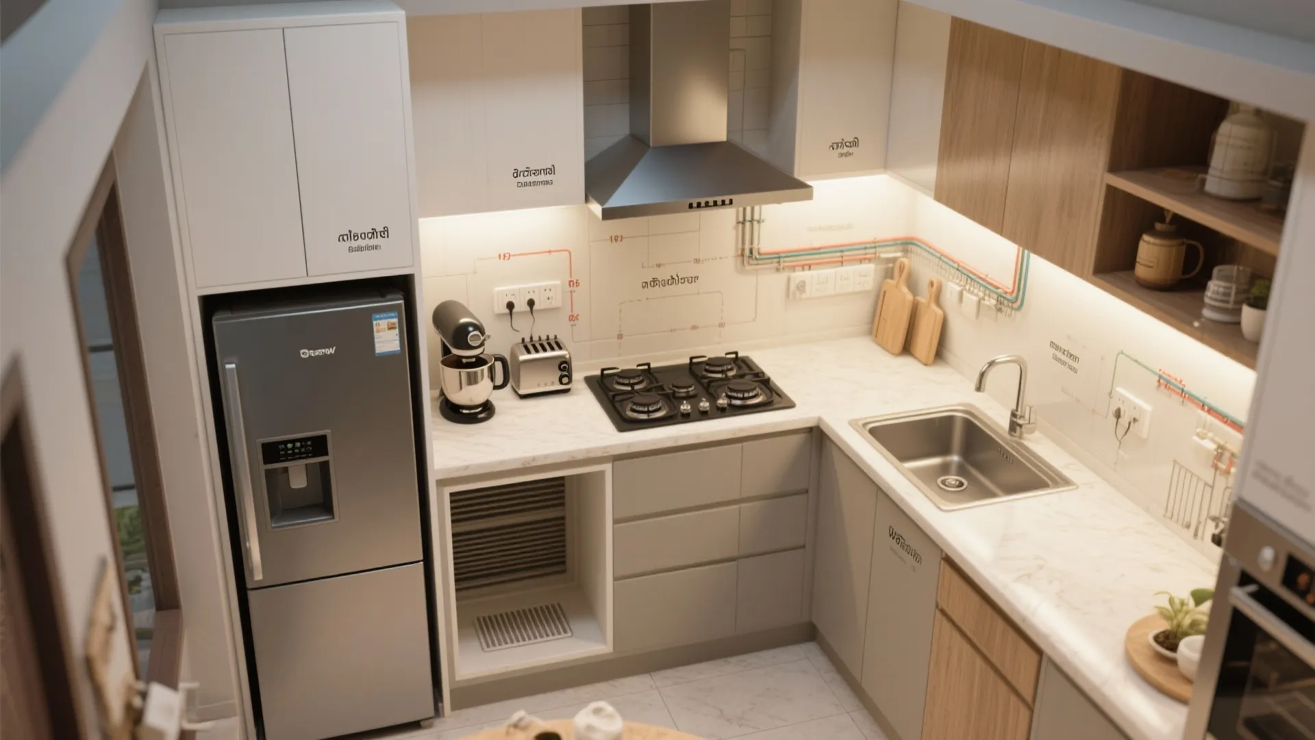 Appliance zoning with smart ventilation and power planning