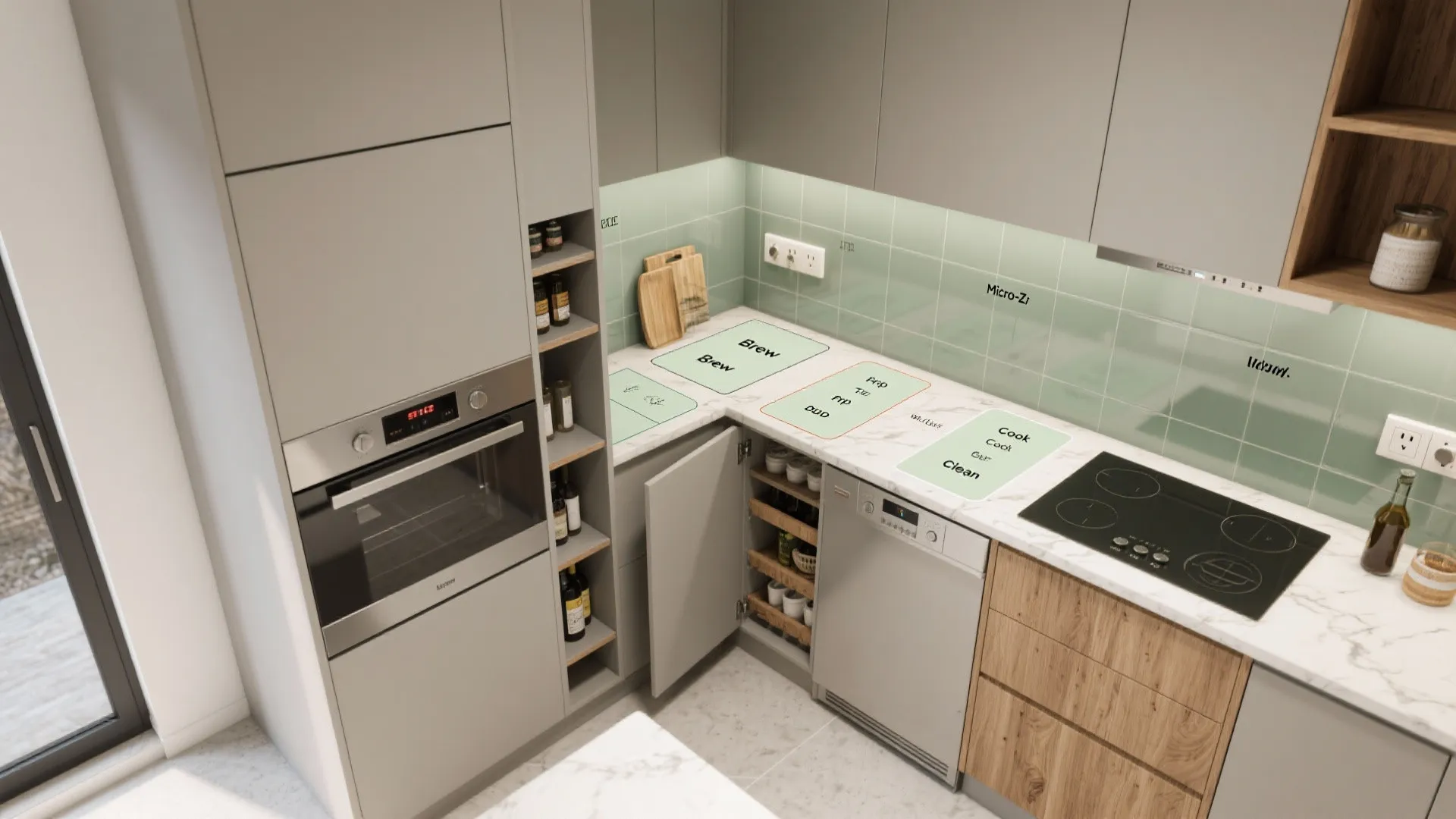 Compact Appliance Zoning with Smart Storage