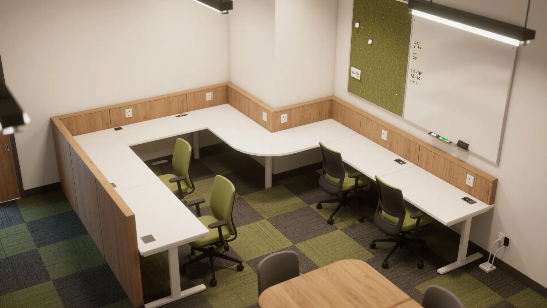 L-shaped micro zones for teams and solo focus