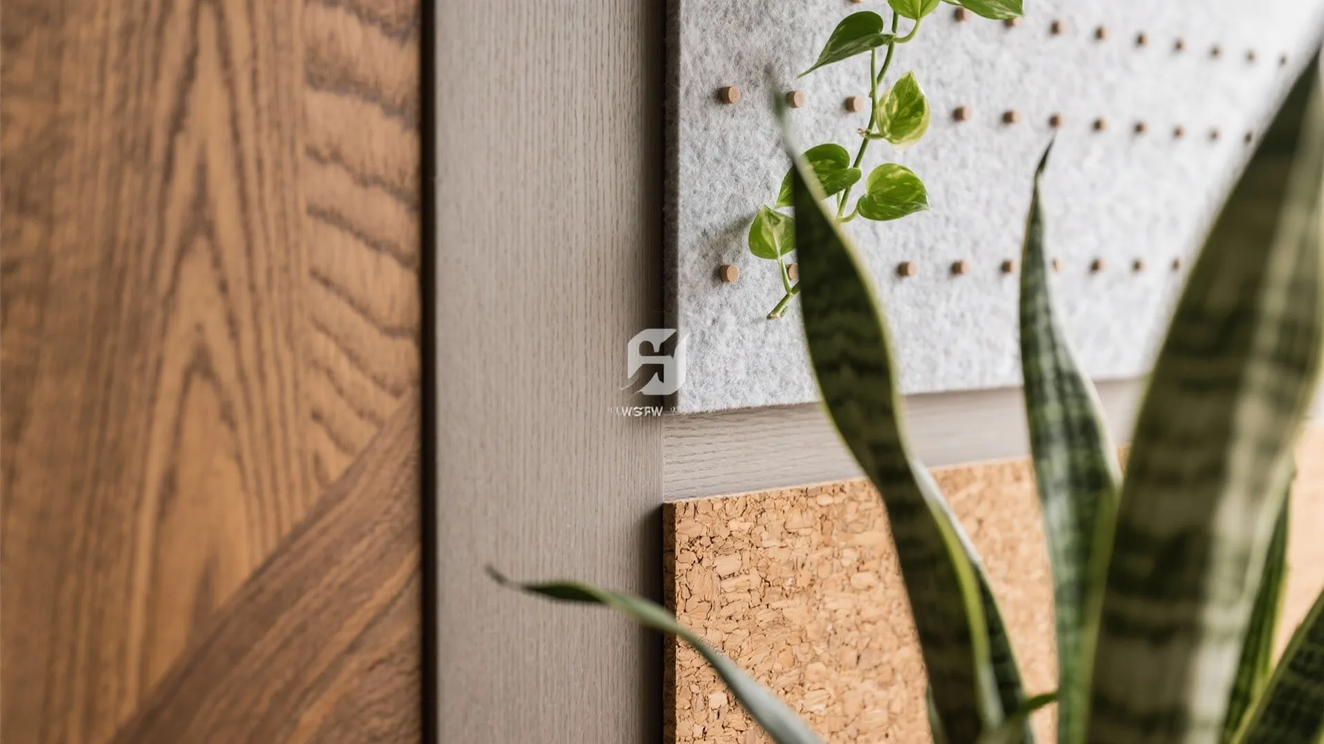 Warm wood and biophilic textures for calm focus