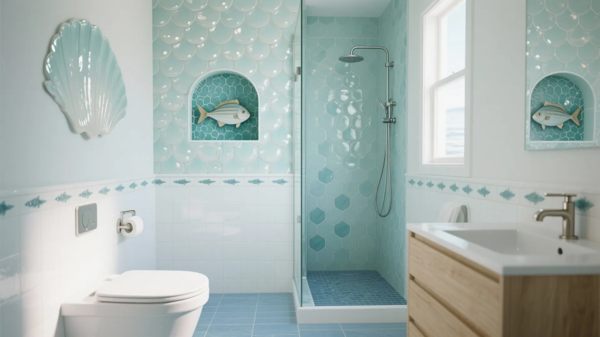 5 Bathroom Tiles Design Ideas with Fish Flair: Real-life small-space inspiration: fish-scale mosaics, glass murals, calming neutrals, pattern mixes, and slip-resistant floors—designed and tested by a senior interior designer