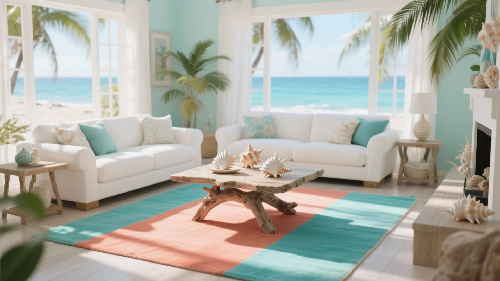 4. Aqua and Coral Color Blocks