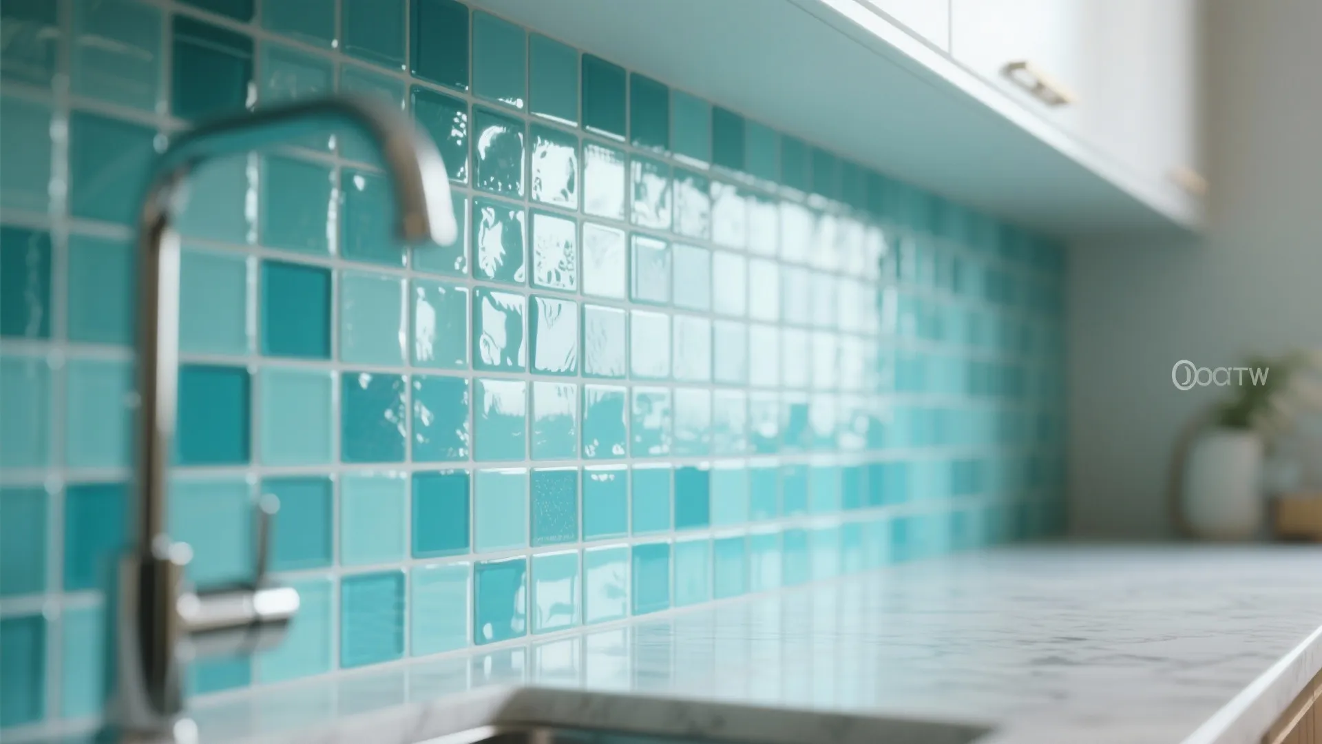 3. Glossy Aqua Mosaic to Reflect Light