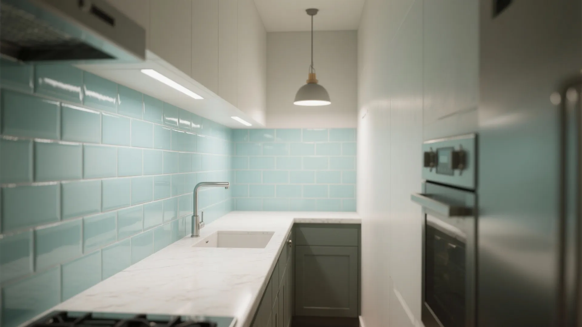 1. Classic Glazed Subway Tile in Soft Aqua