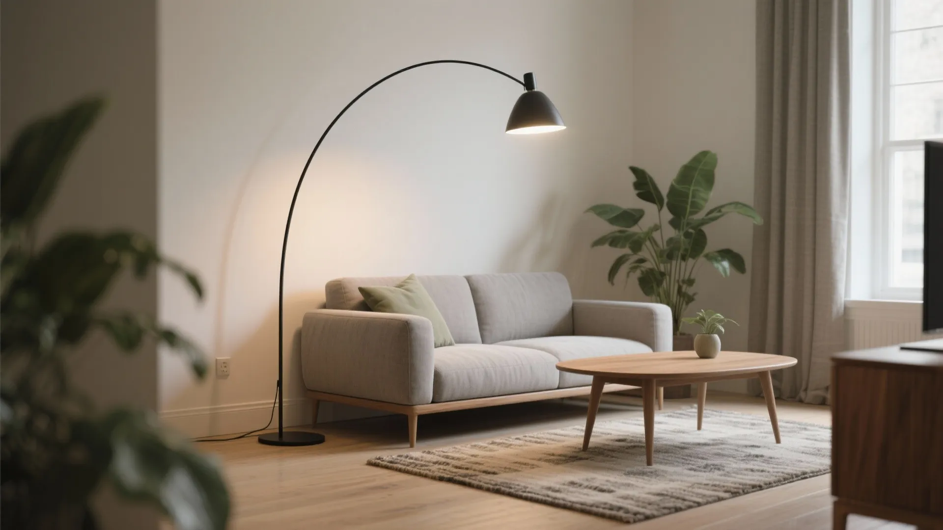 Slender Arc Lamps That Float Over Seating
