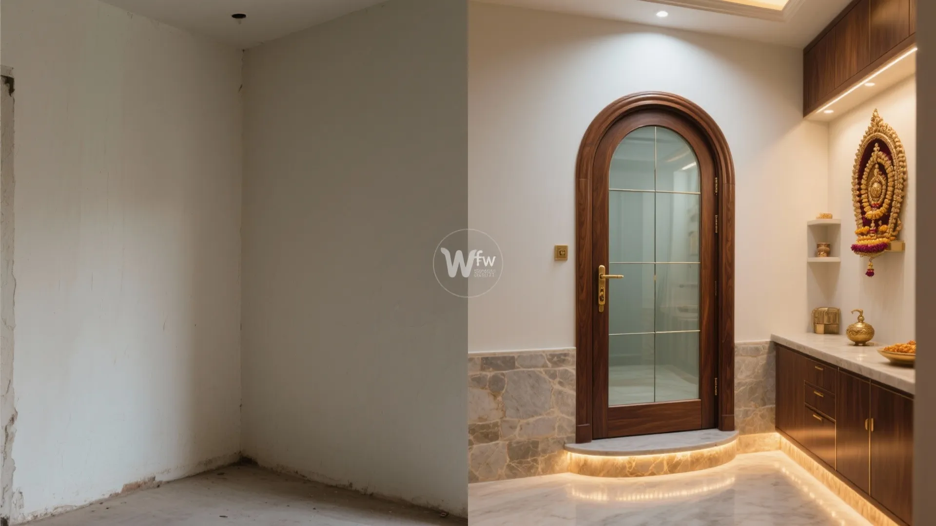 Hinged Wood-Framed Glass Doors with Soft Arches