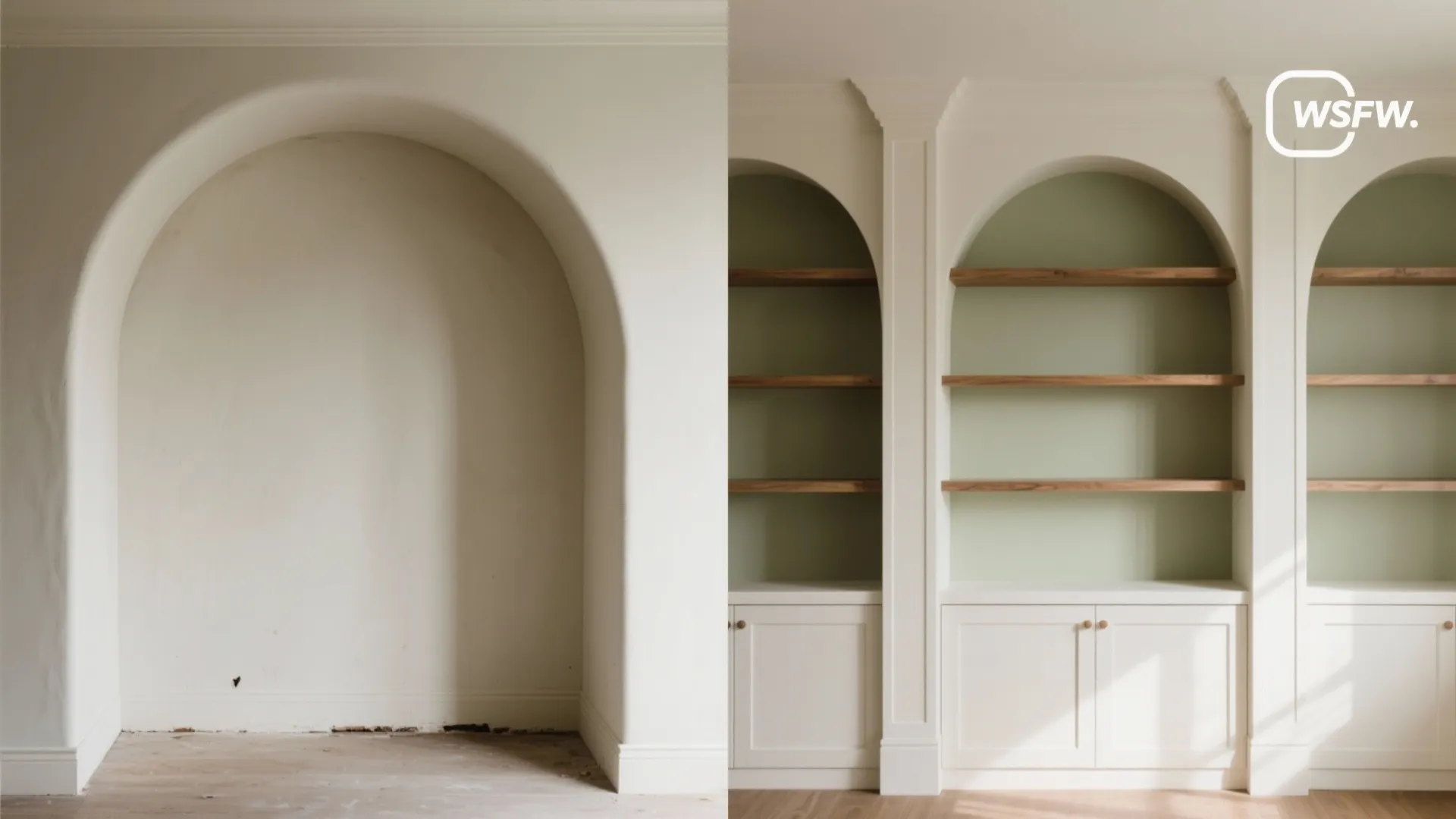 Arched Built-In Shelving