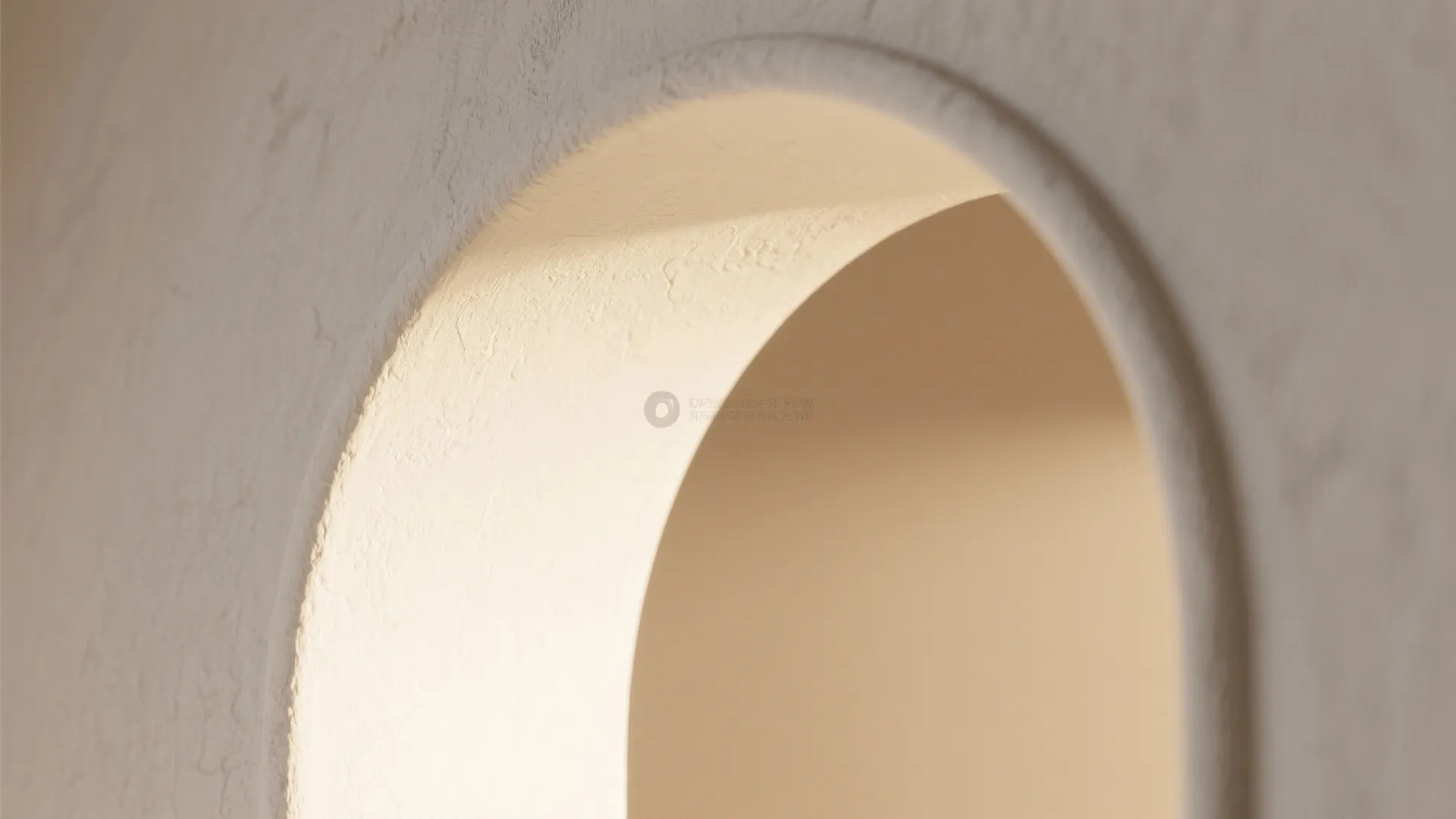 Close up view of a white arched wall design with smooth texture and soft lighting