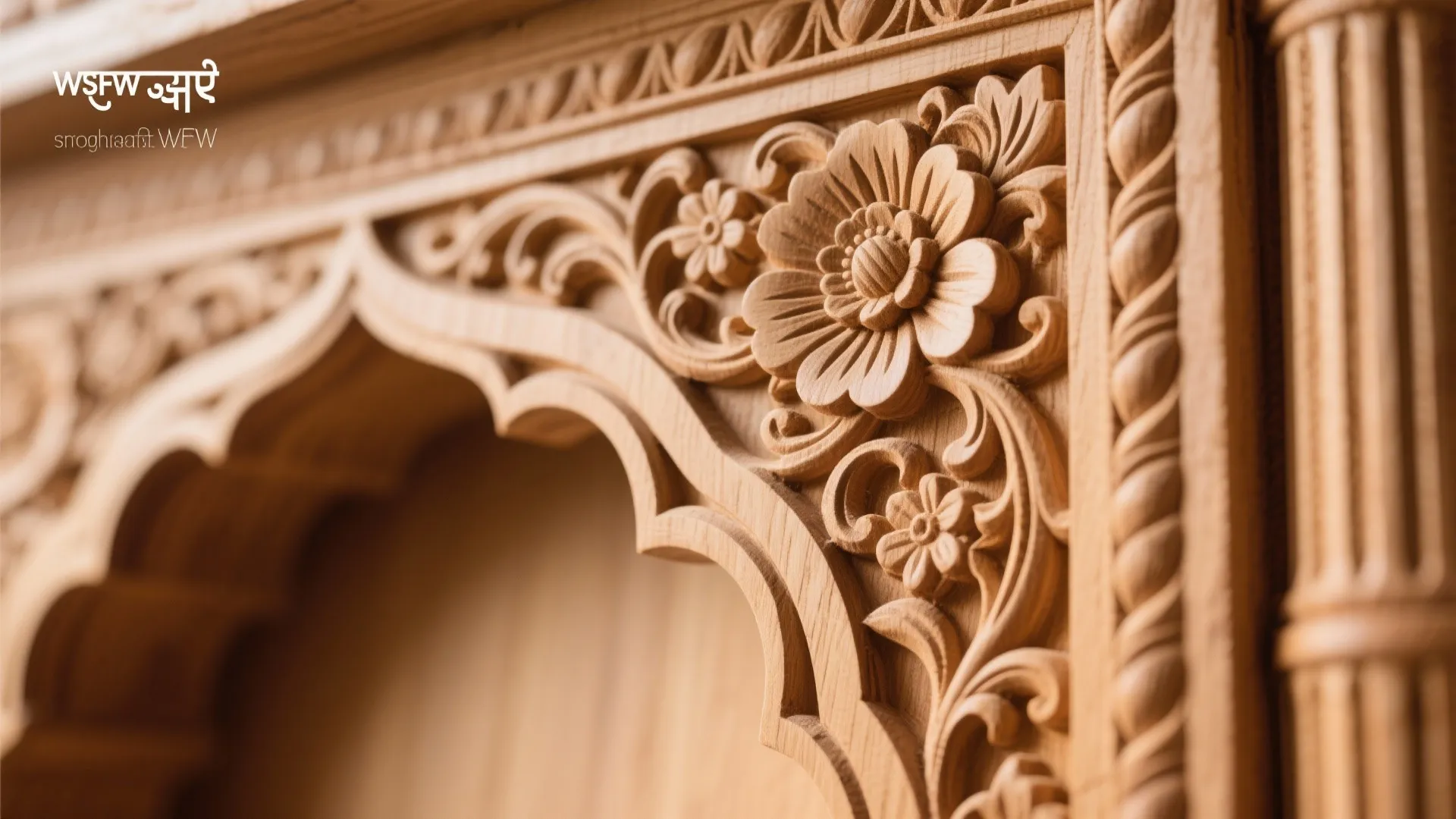 Hand-Carved Arch with Fluted Side Panels