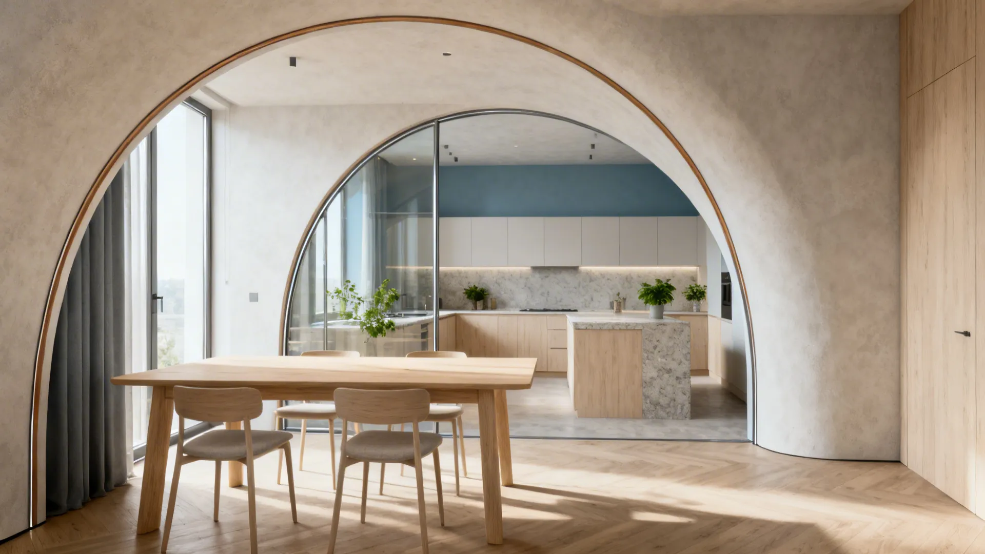 5 Kitchen Arch Pop Designs with Glass to Dining