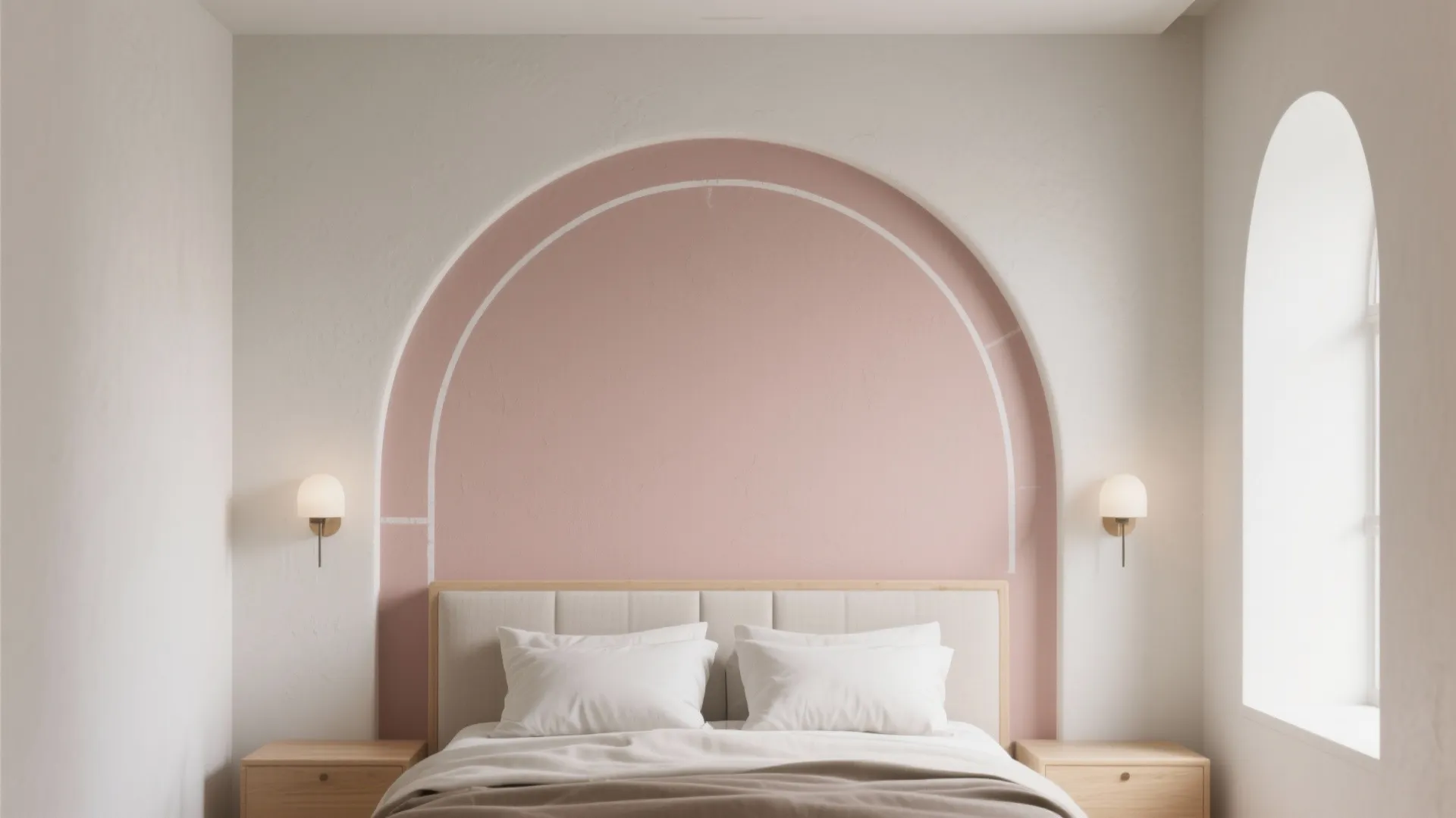 Tape-Drawn Arch Headboard and Niche