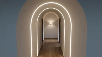 Modern Arched Hallway with LED Lighting