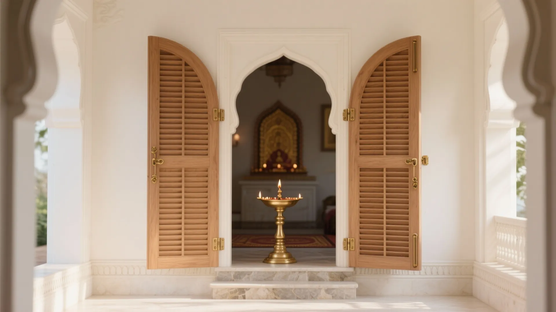 Archway with Double Louvered Shutters