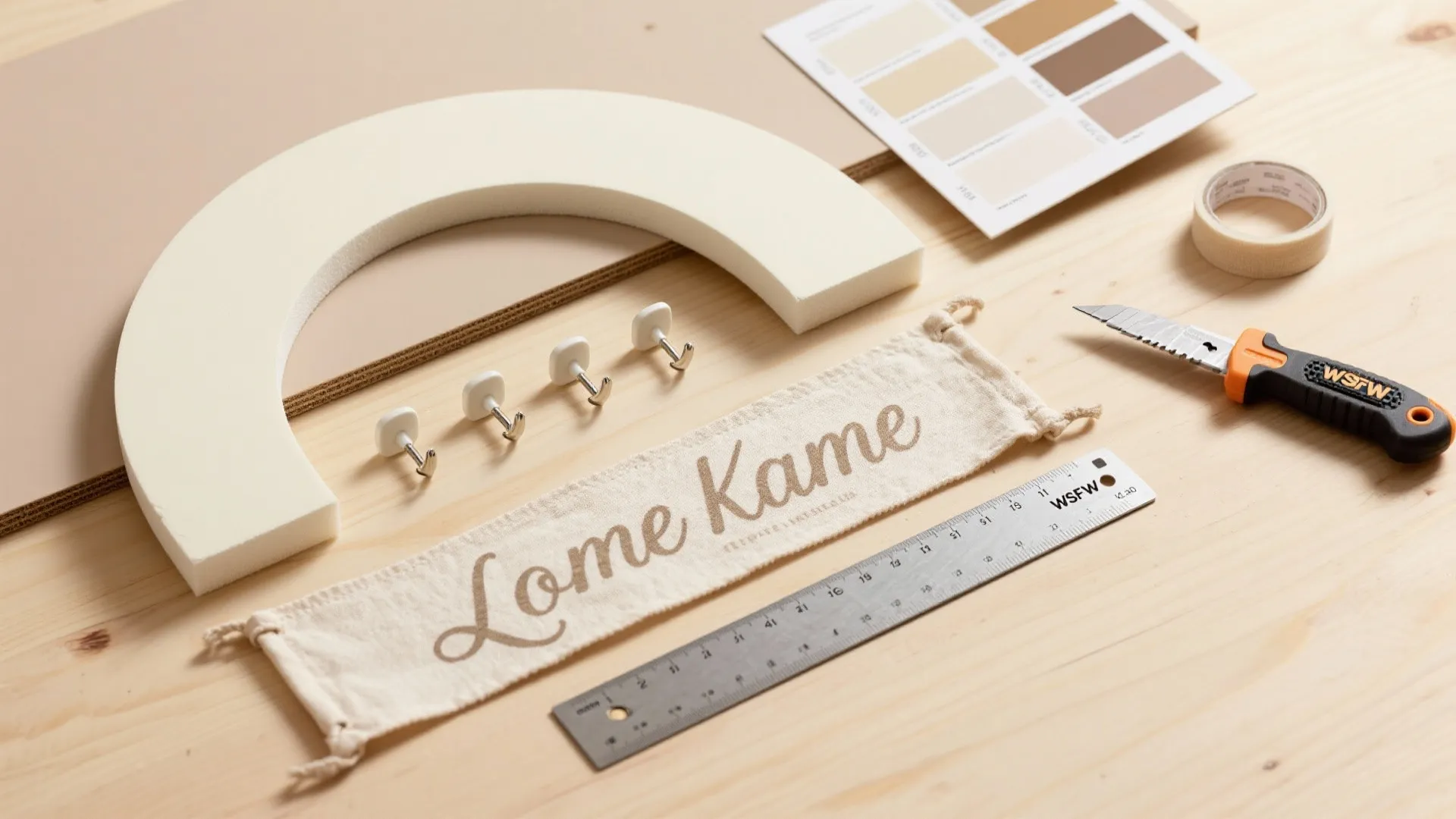 Neutral Arch + Name Banner (Rental-Friendly)