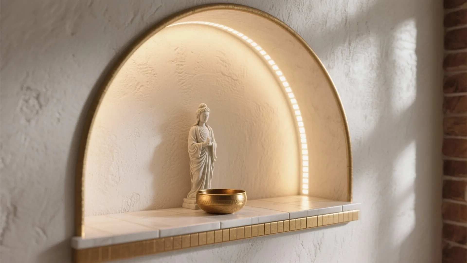 Arched Wall Niche Altar with Integrated Lighting