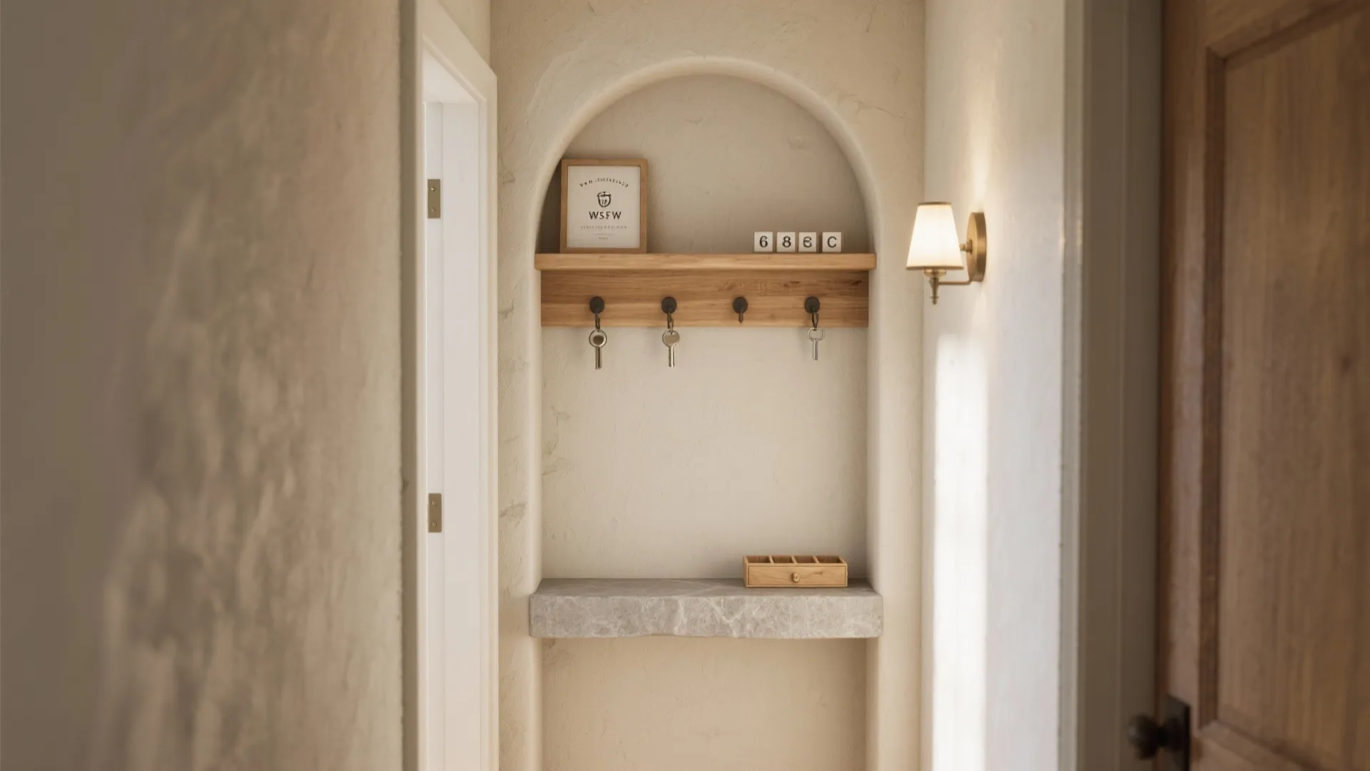 Built-In Arch Niche for Keys, Mail, and a Landing Shelf