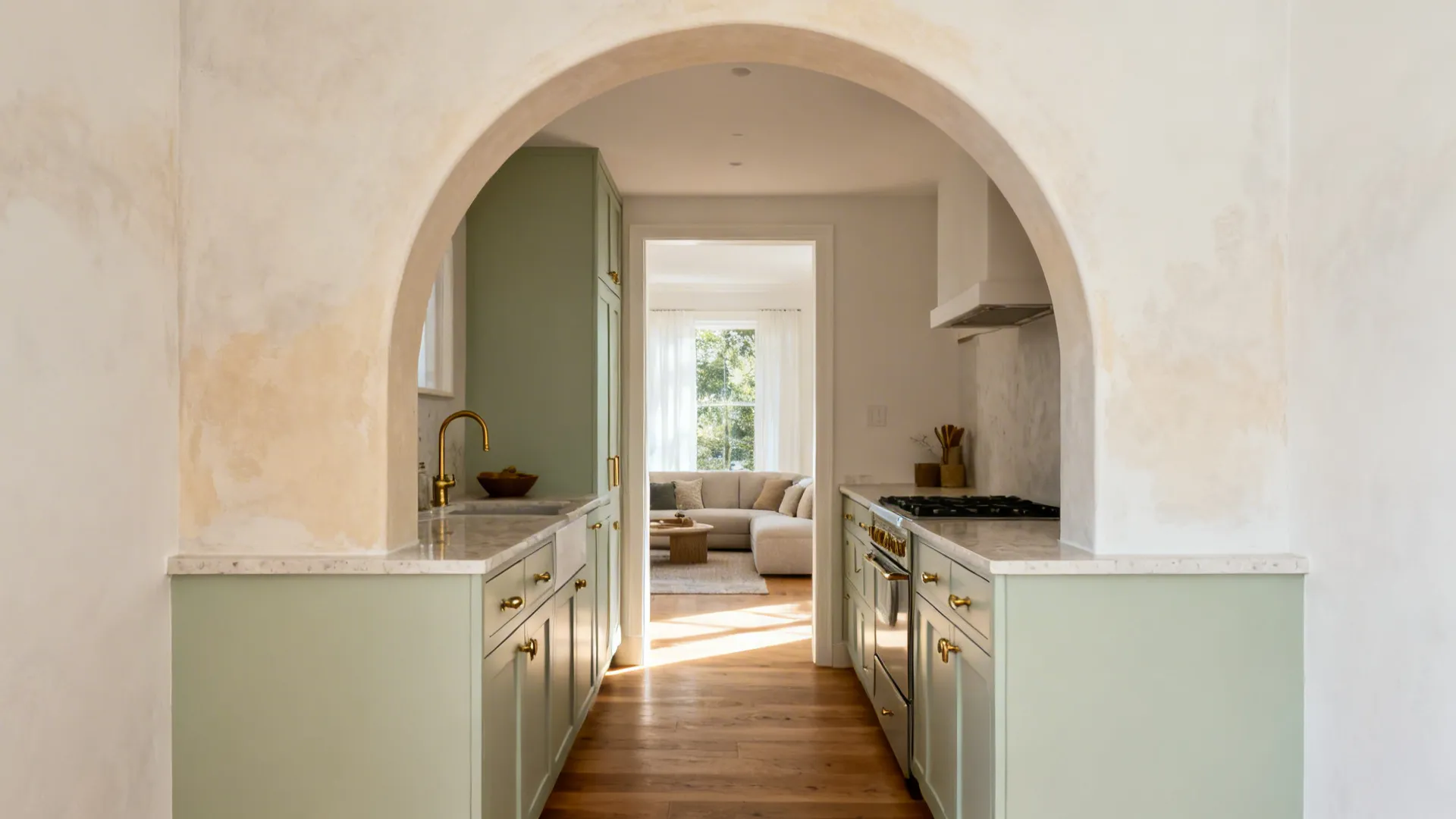 Soft Arch Pass-Through Above the Counter