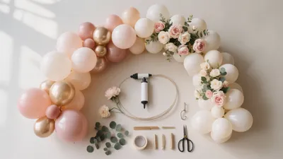 Soft Pink & Gold Balloon Arch Decoration Guide