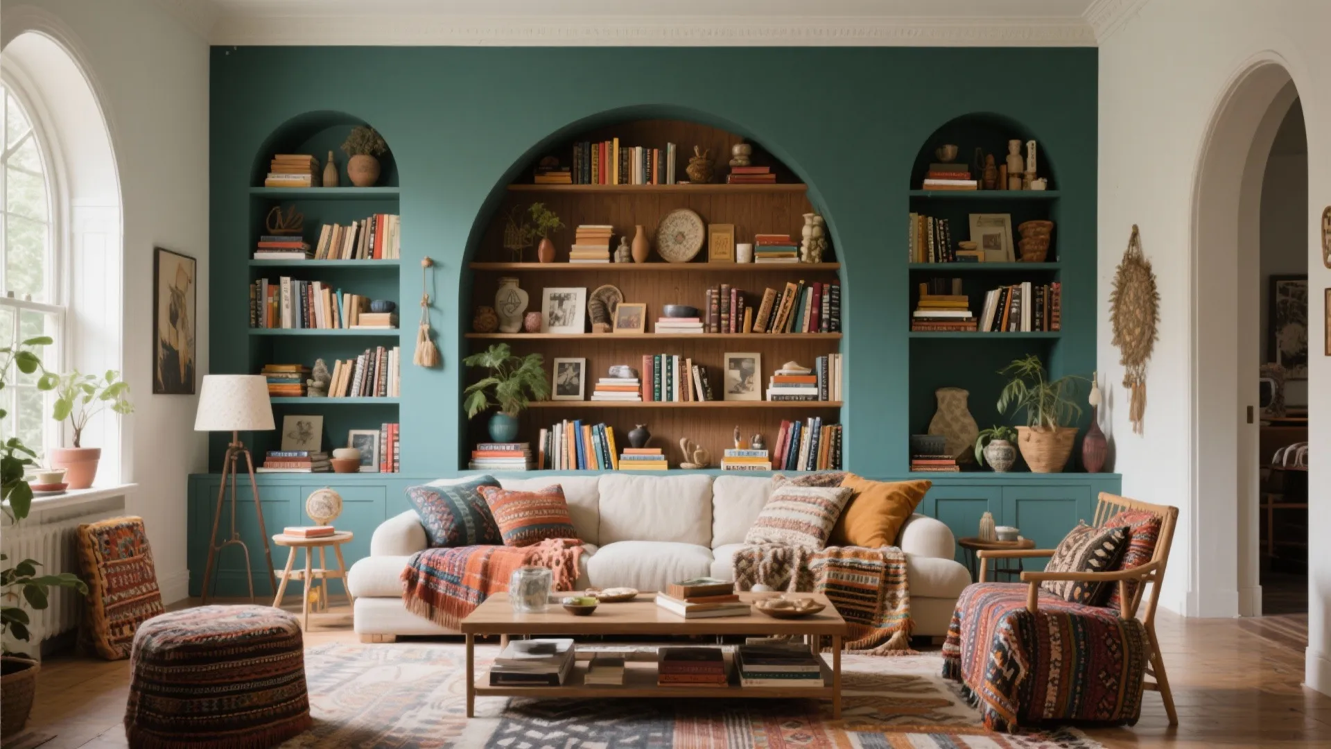 7. Arch-Top Built-in Bookcase